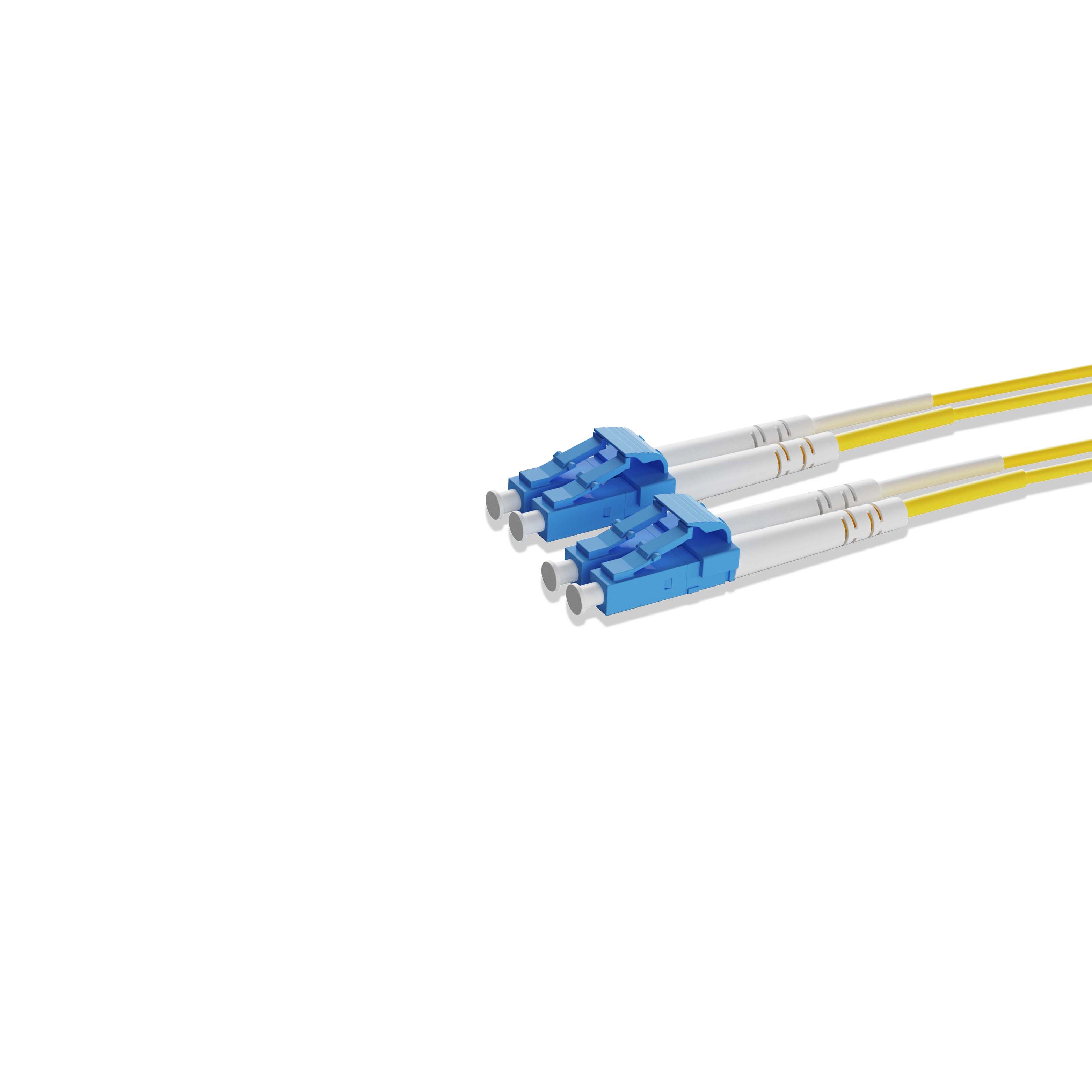 1m 3ft Fiber Patch Cable, 2 Fibers, LC UPC Duplex to LC UPC Duplex, Singlemode OS2, Riser OFNR , 2.0mm, Yellow