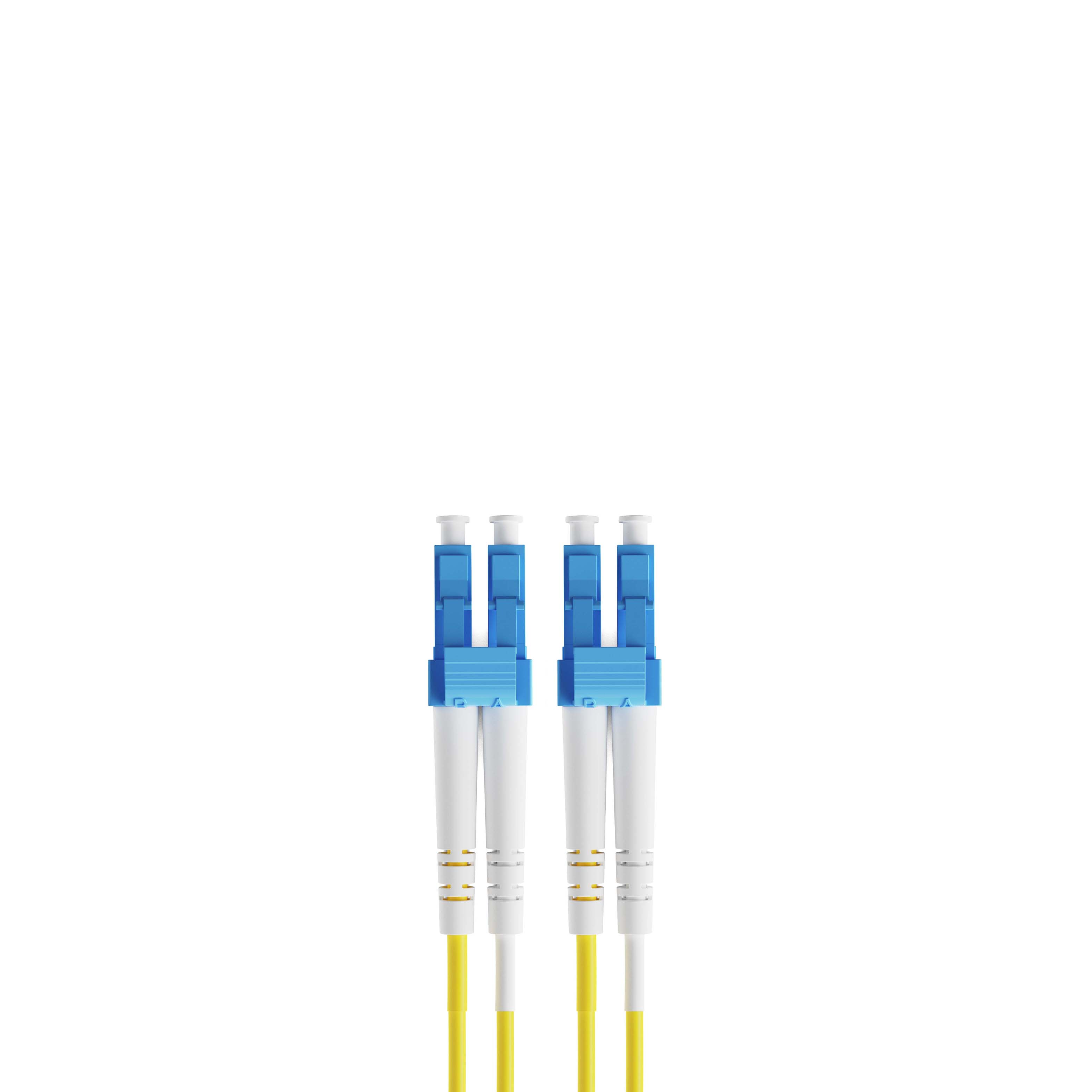 1m 3ft Fiber Patch Cable, 2 Fibers, LC UPC Duplex to LC UPC Duplex, Singlemode OS2, Riser OFNR , 2.0mm, Yellow