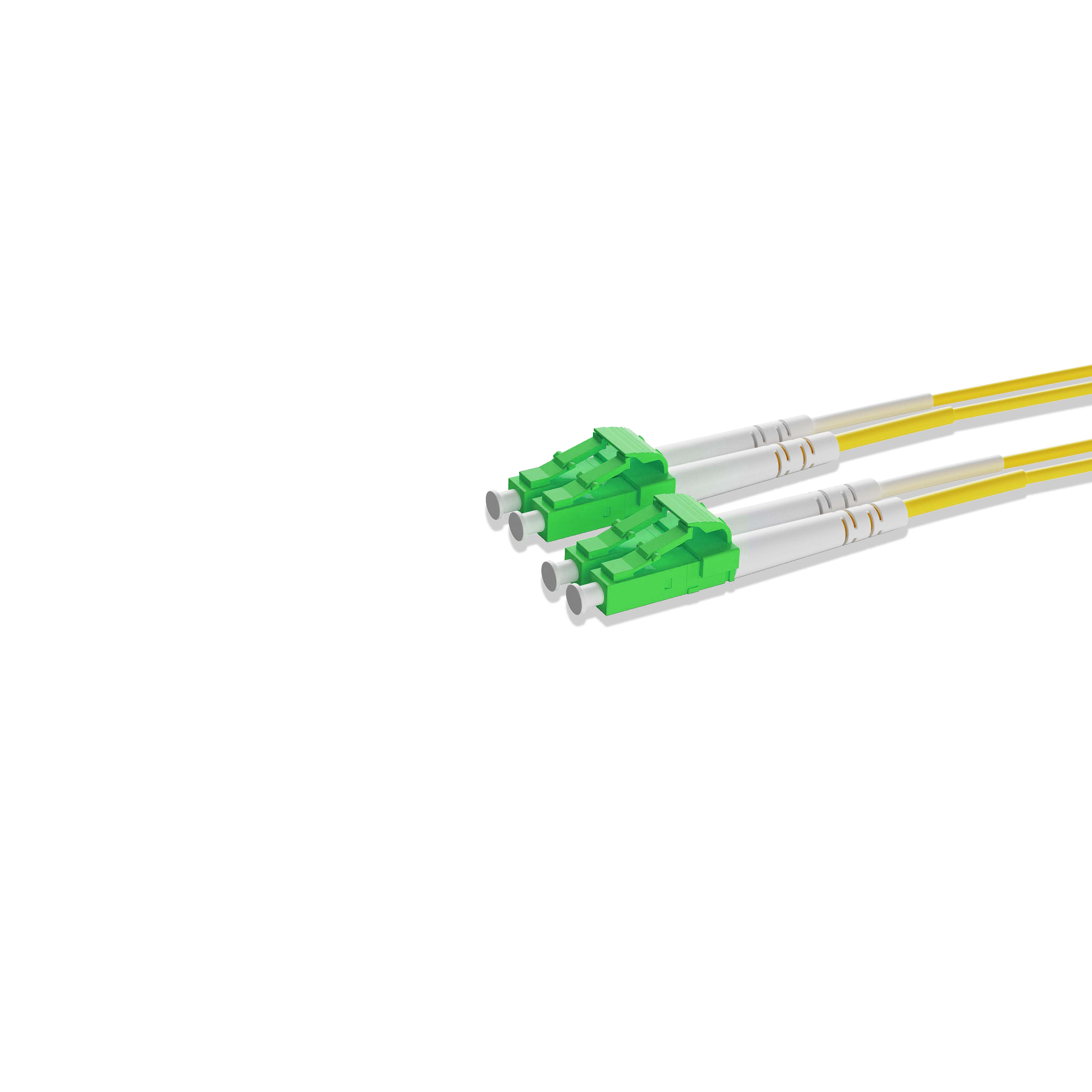 1m 3ft Fiber Patch Cable 2 Fibers LC APC Duplex to LC APC Duplex Singlemode OS2 Riser OFNR  2.0mm Yellow