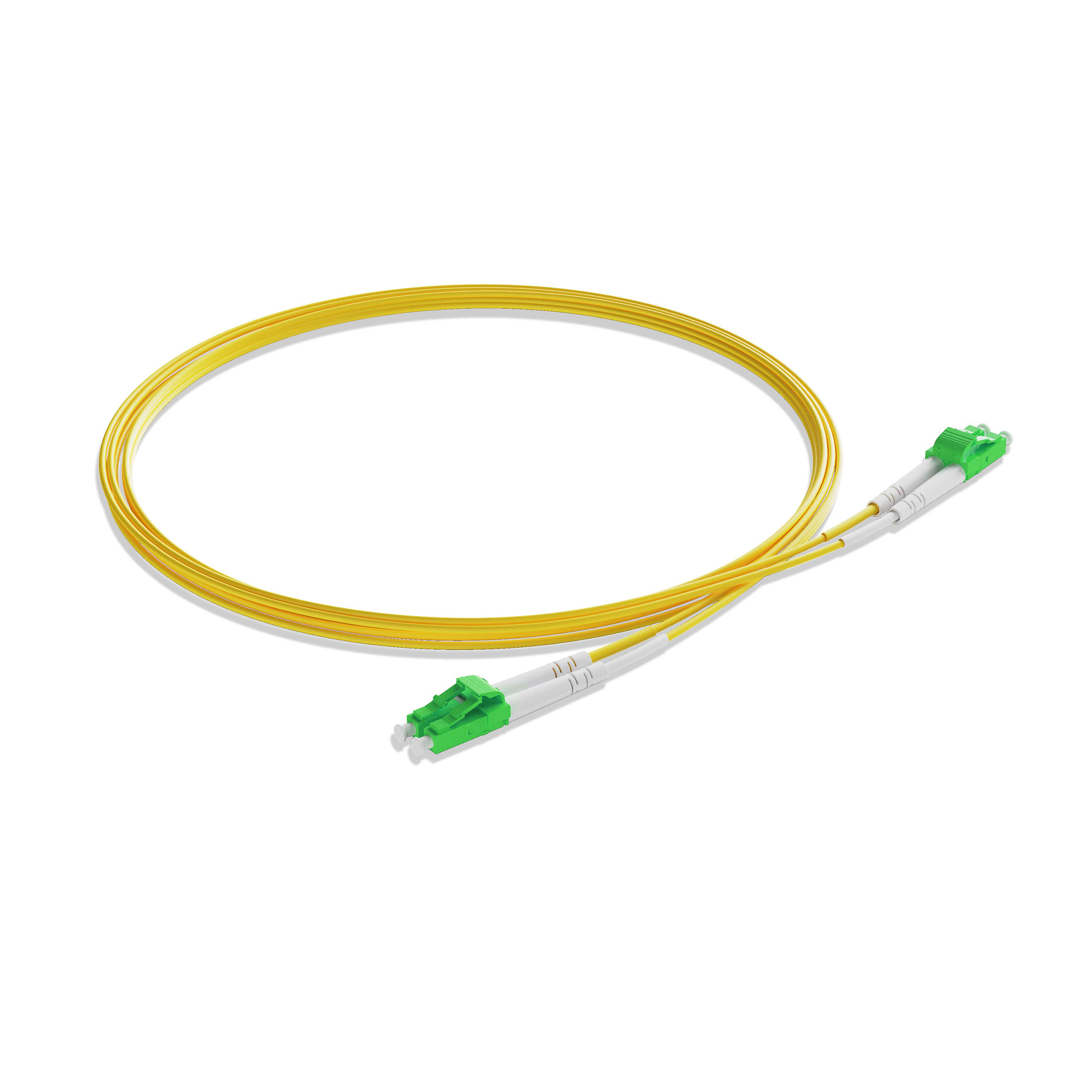 7m 23ft Fiber Patch Cable 2 Fibers LC APC Duplex to LC APC Duplex Singlemode OS2 Riser OFNR  2.0mm Yellow