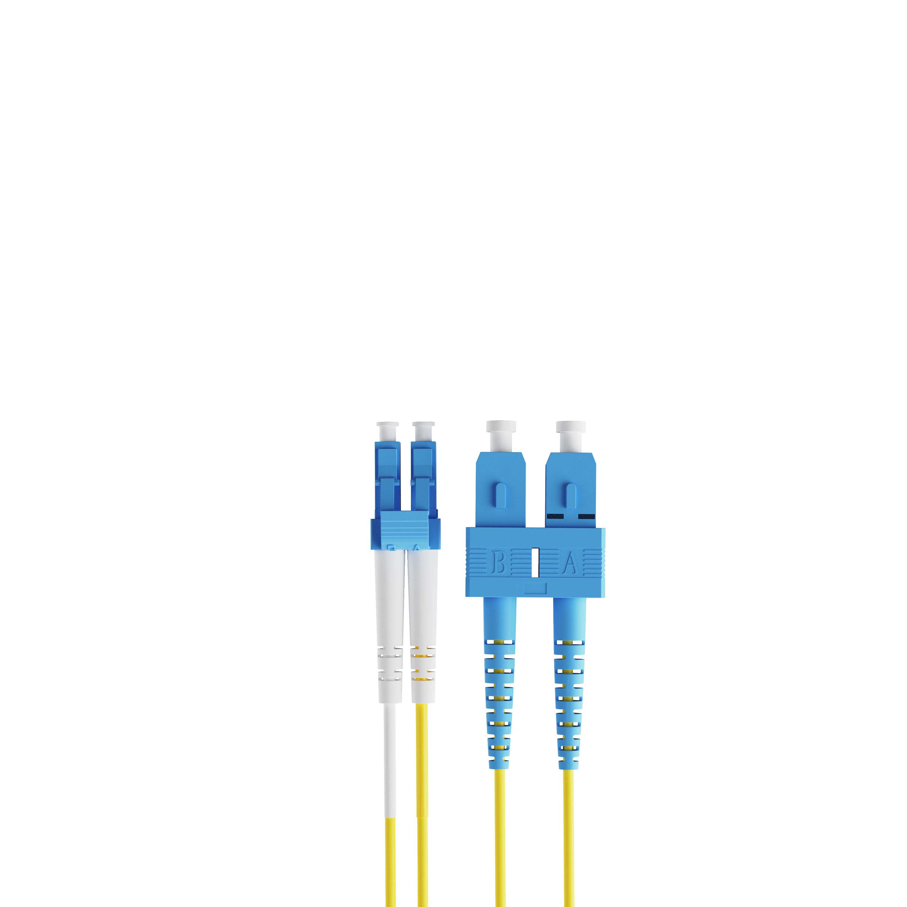1m 3ft Fiber Patch Cable 2 Fibers LC UPC Duplex to SC UPC Duplex Singlemode OS2 Riser OFNR  2.0mm Yellow