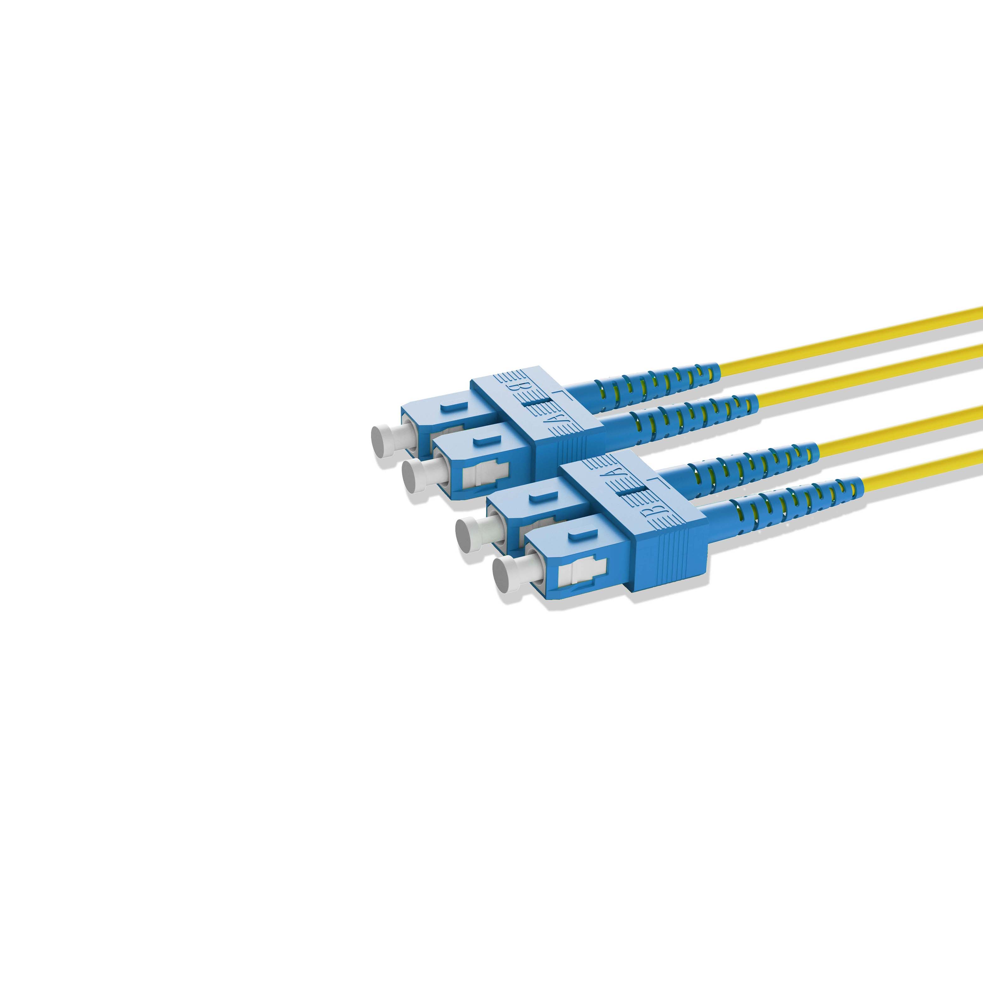 1m 3ft Fiber Patch Cable 2 Fibers SC UPC Duplex to SC UPC Duplex Singlemode OS2 Riser OFNR  2.0mm Yellow
