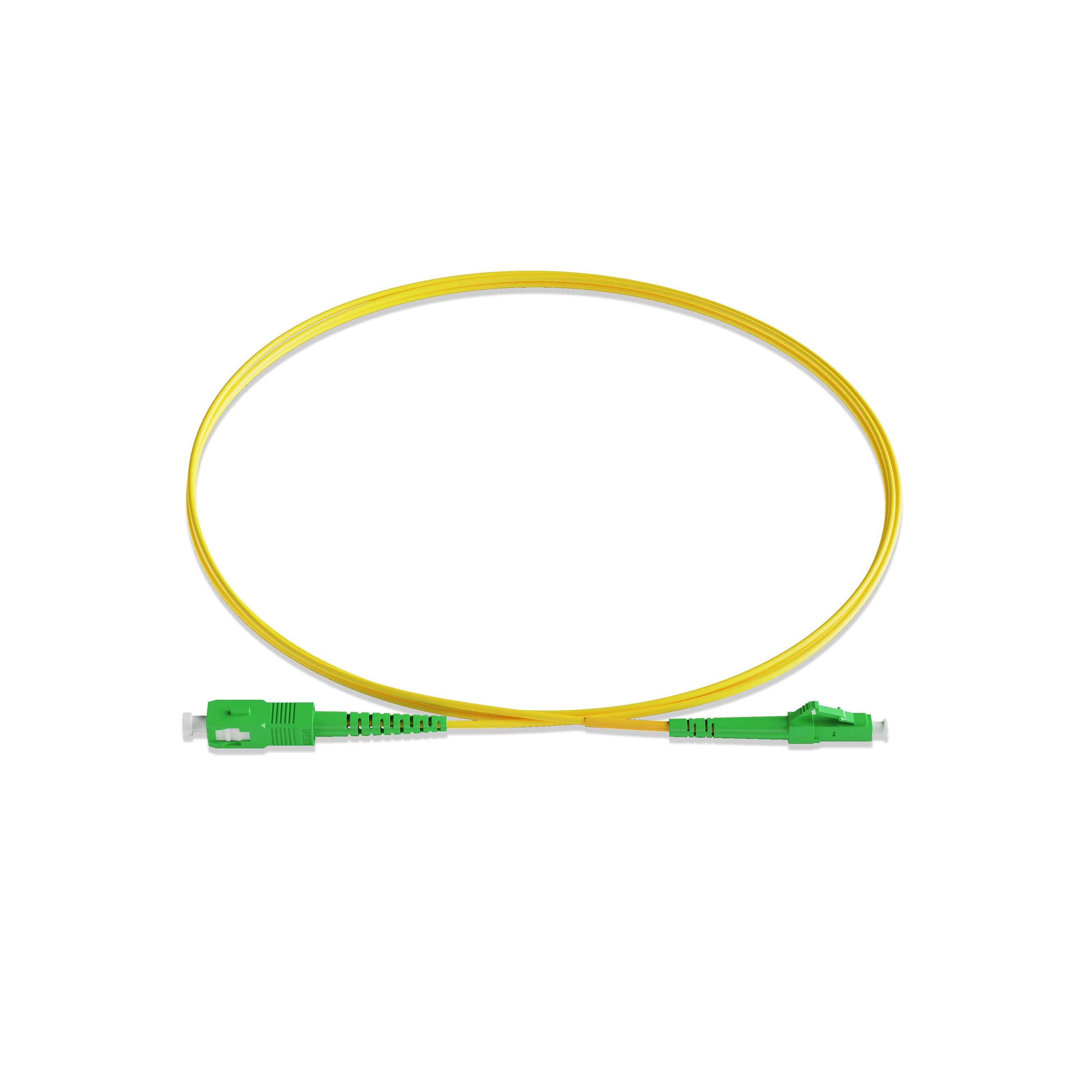 0.3m 0.98ft Fiber Patch Cable 1 Fiber LC APC Simplex to SC APC Simplex Singlemode OS2 Riser OFNR  2.0mm Yellow
