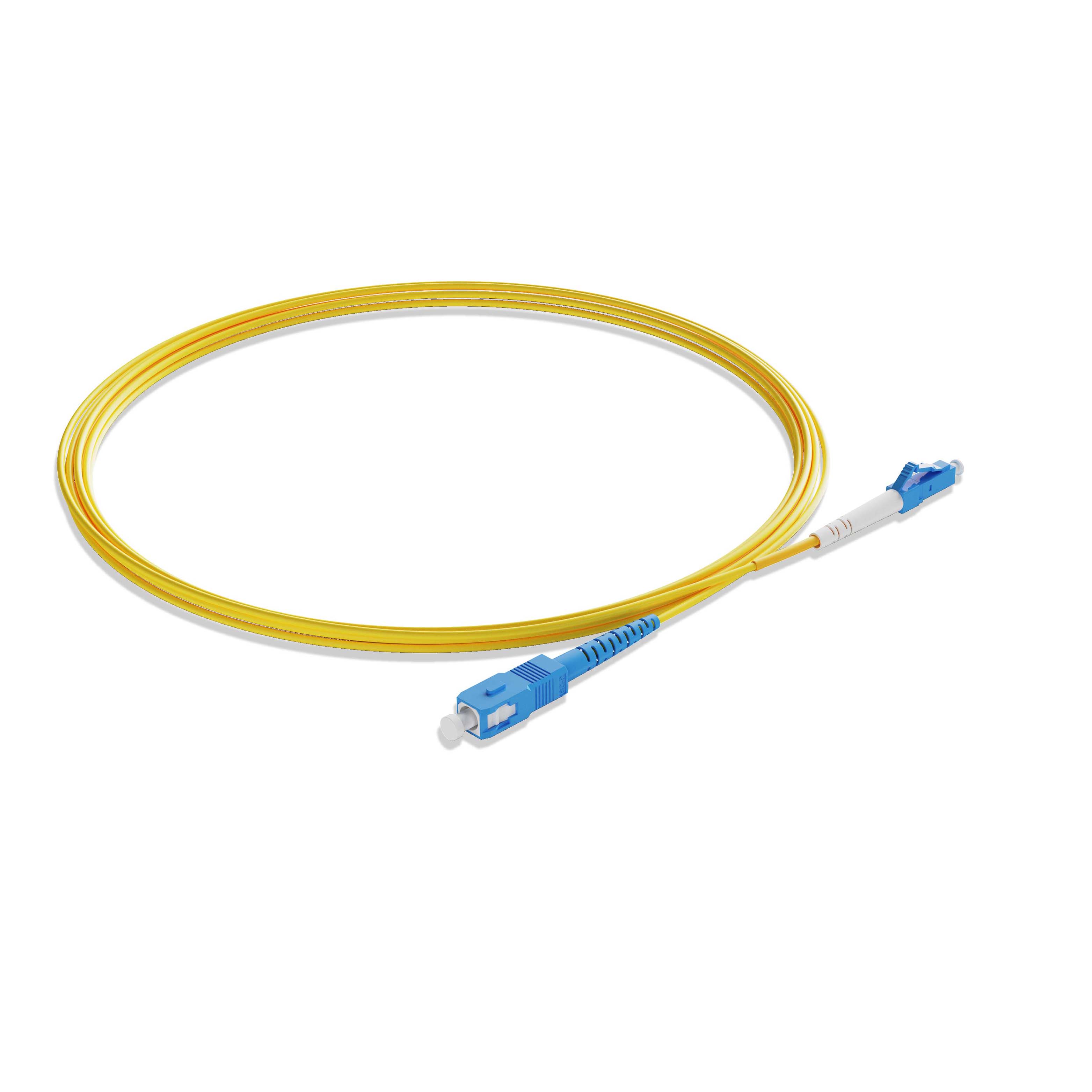 0.3m 0.98ft Fiber Patch Cable 1 Fiber LC UPC Simplex to SC UPC Simplex Singlemode OS2 Riser OFNR  2.0mm Yellow