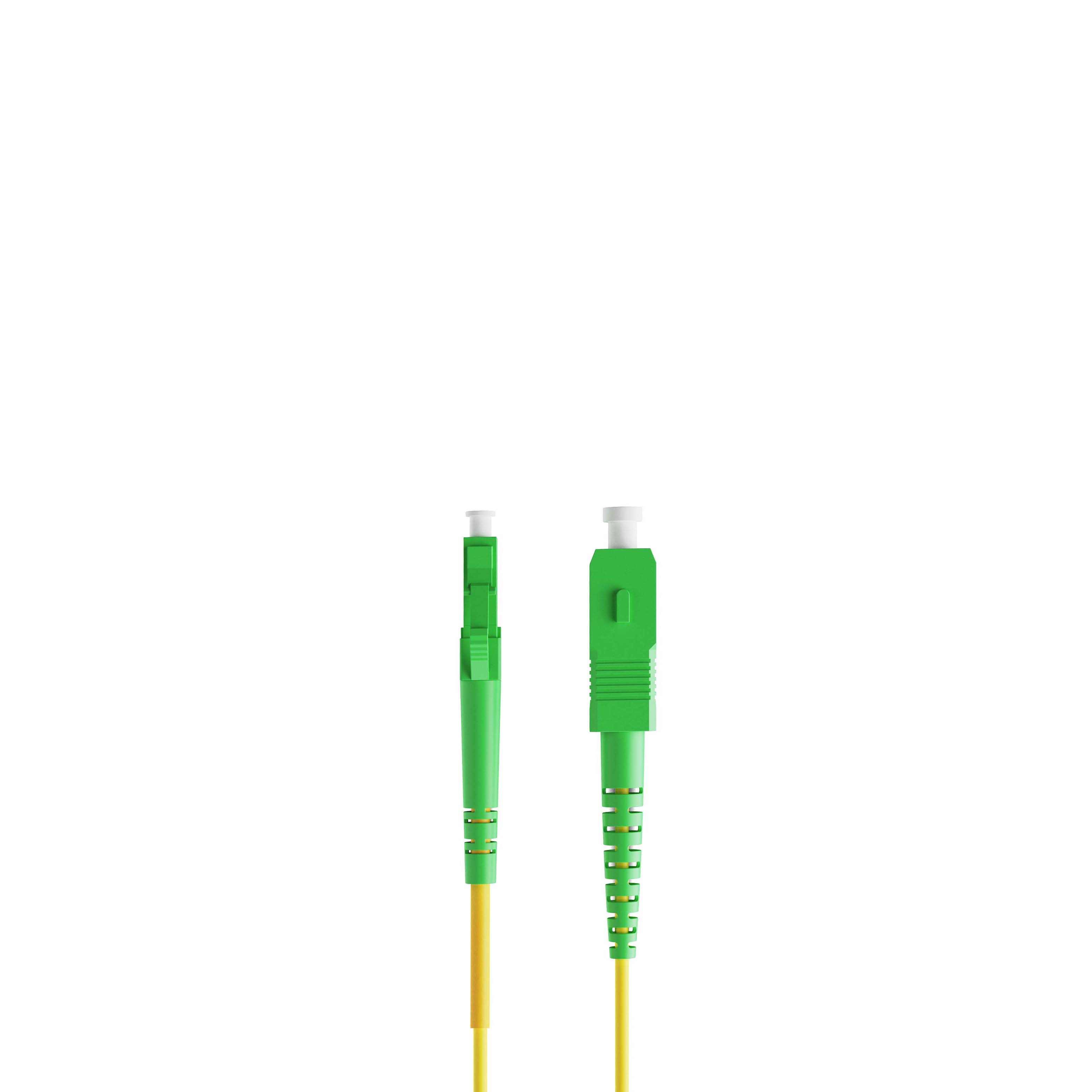 0.3m 0.98ft Fiber Patch Cable 1 Fiber LC APC Simplex to SC APC Simplex Singlemode OS2 Riser OFNR  2.0mm Yellow