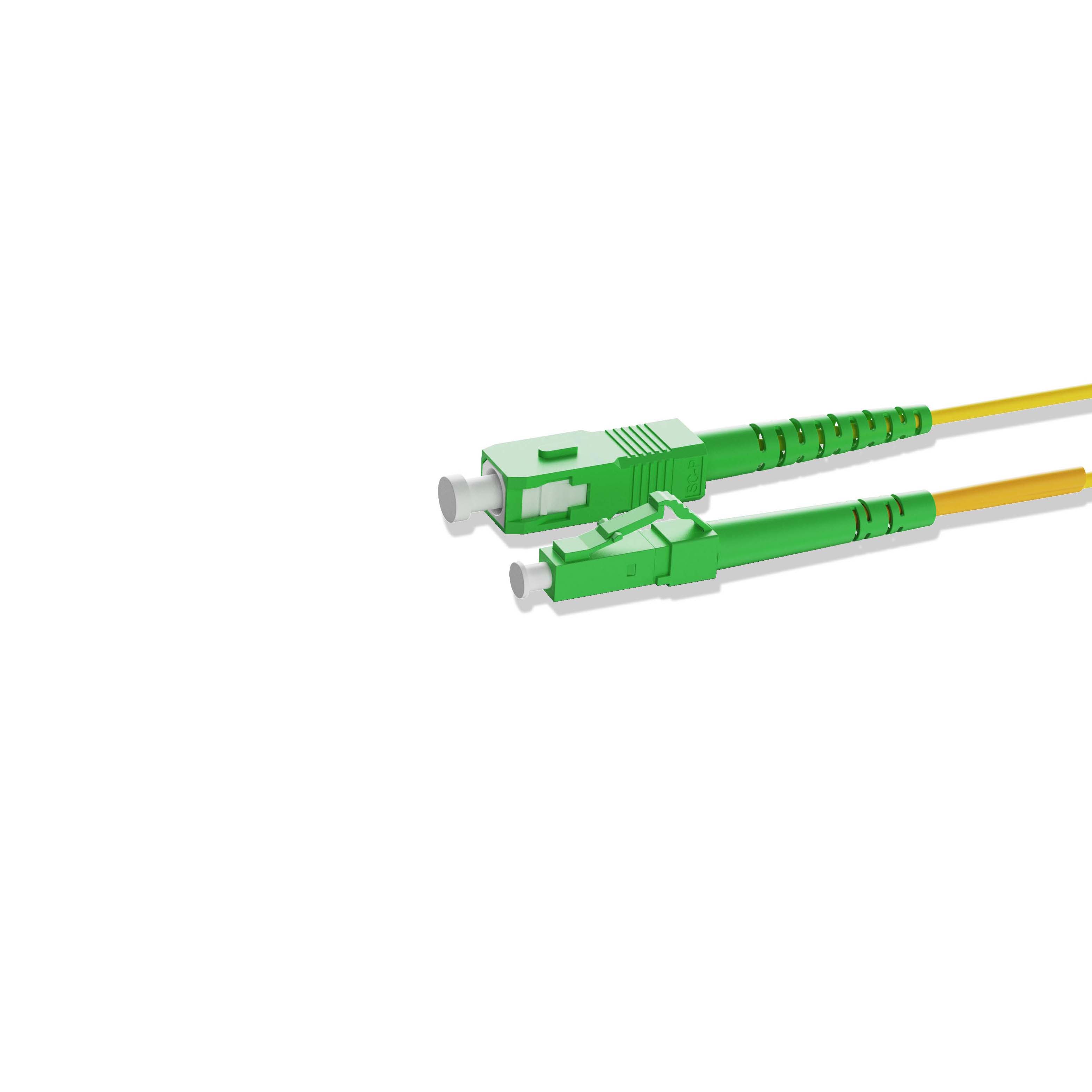 0.3m 0.98ft Fiber Patch Cable 1 Fiber LC APC Simplex to SC APC Simplex Singlemode OS2 Riser OFNR  2.0mm Yellow