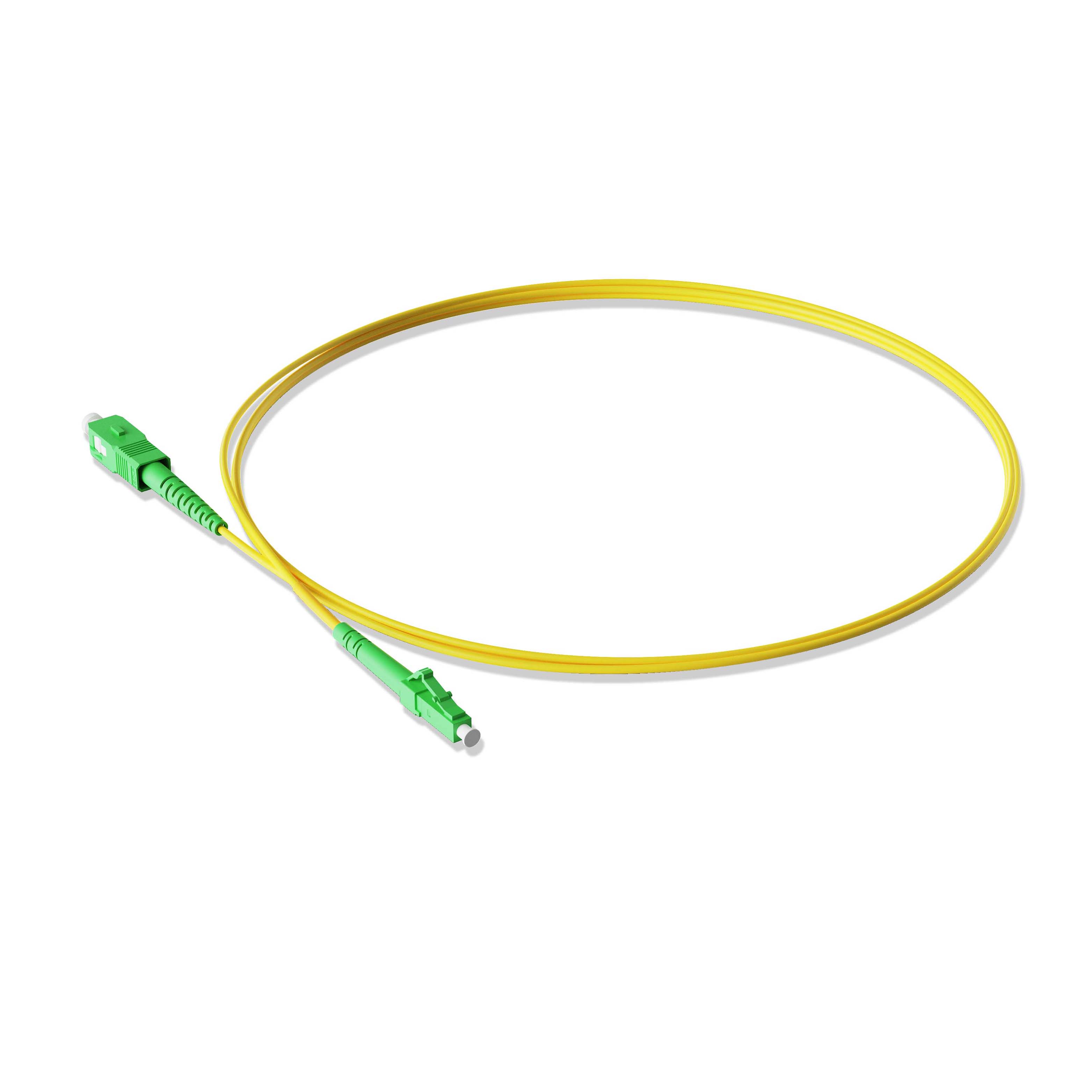 0.3m 0.98ft Fiber Patch Cable 1 Fiber LC APC Simplex to SC APC Simplex Singlemode OS2 Riser OFNR  2.0mm Yellow