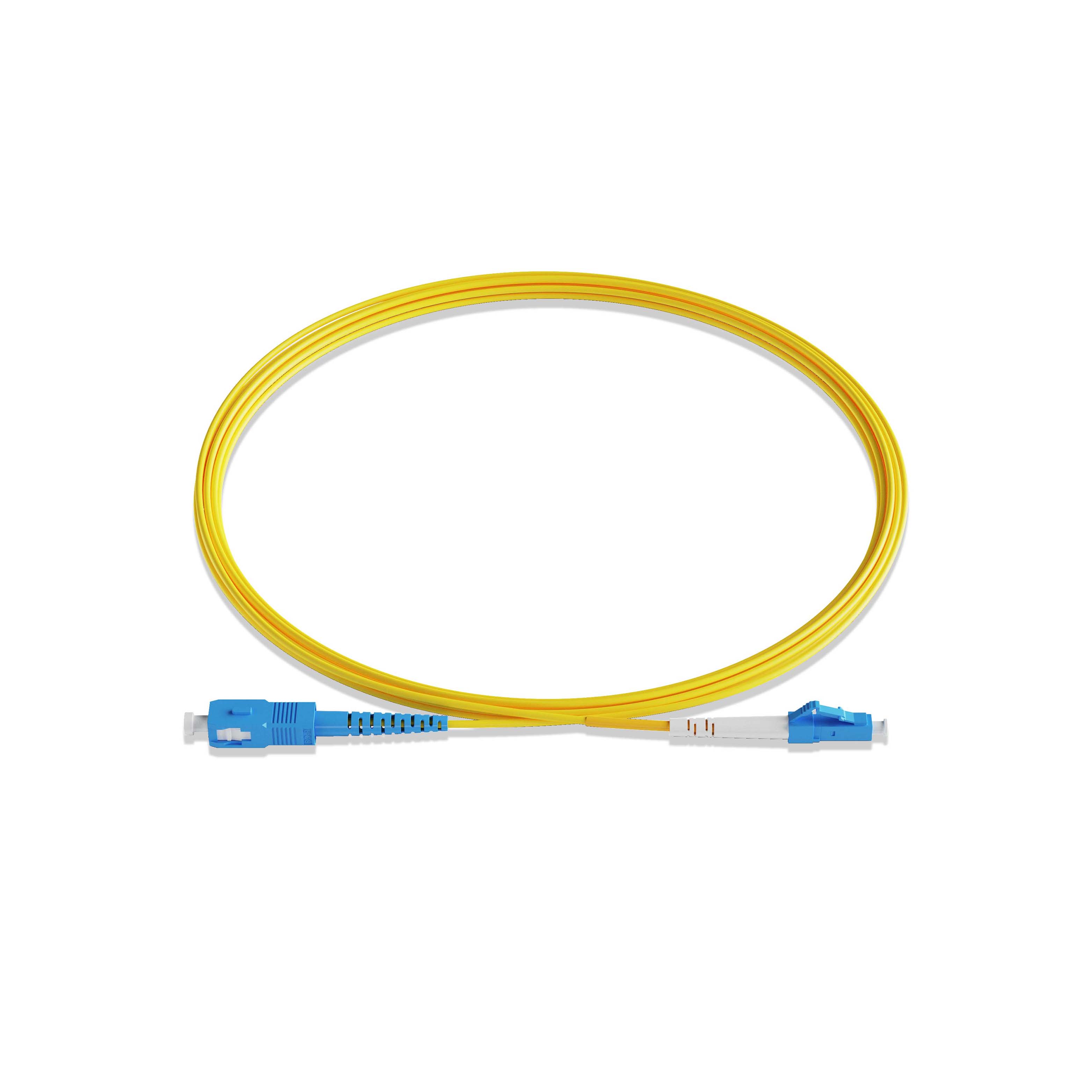 0.3m 0.98ft Fiber Patch Cable 1 Fiber LC UPC Simplex to SC UPC Simplex Singlemode OS2 Riser OFNR  2.0mm Yellow