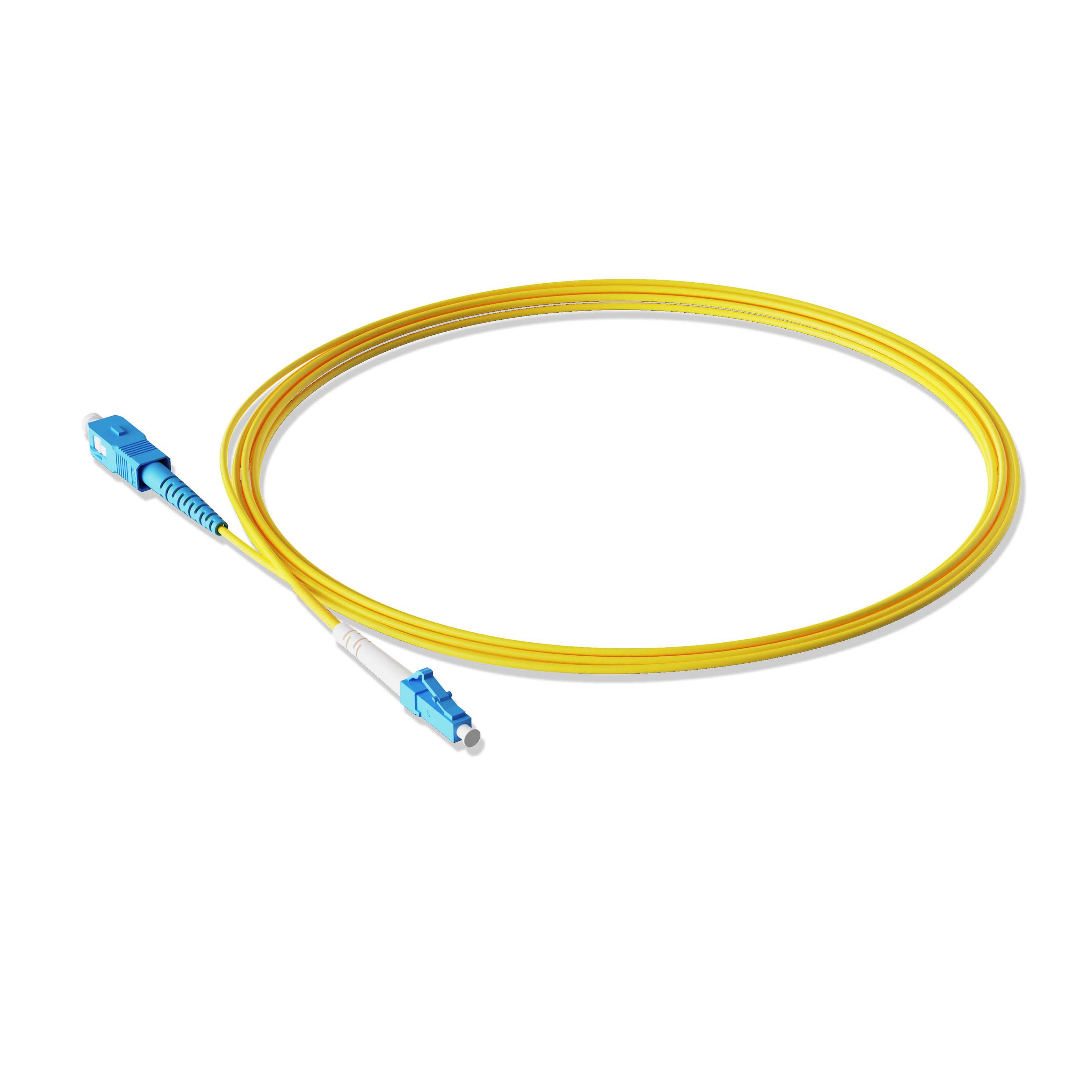 0.3m 0.98ft Fiber Patch Cable 1 Fiber LC UPC Simplex to SC UPC Simplex Singlemode OS2 Riser OFNR  2.0mm Yellow
