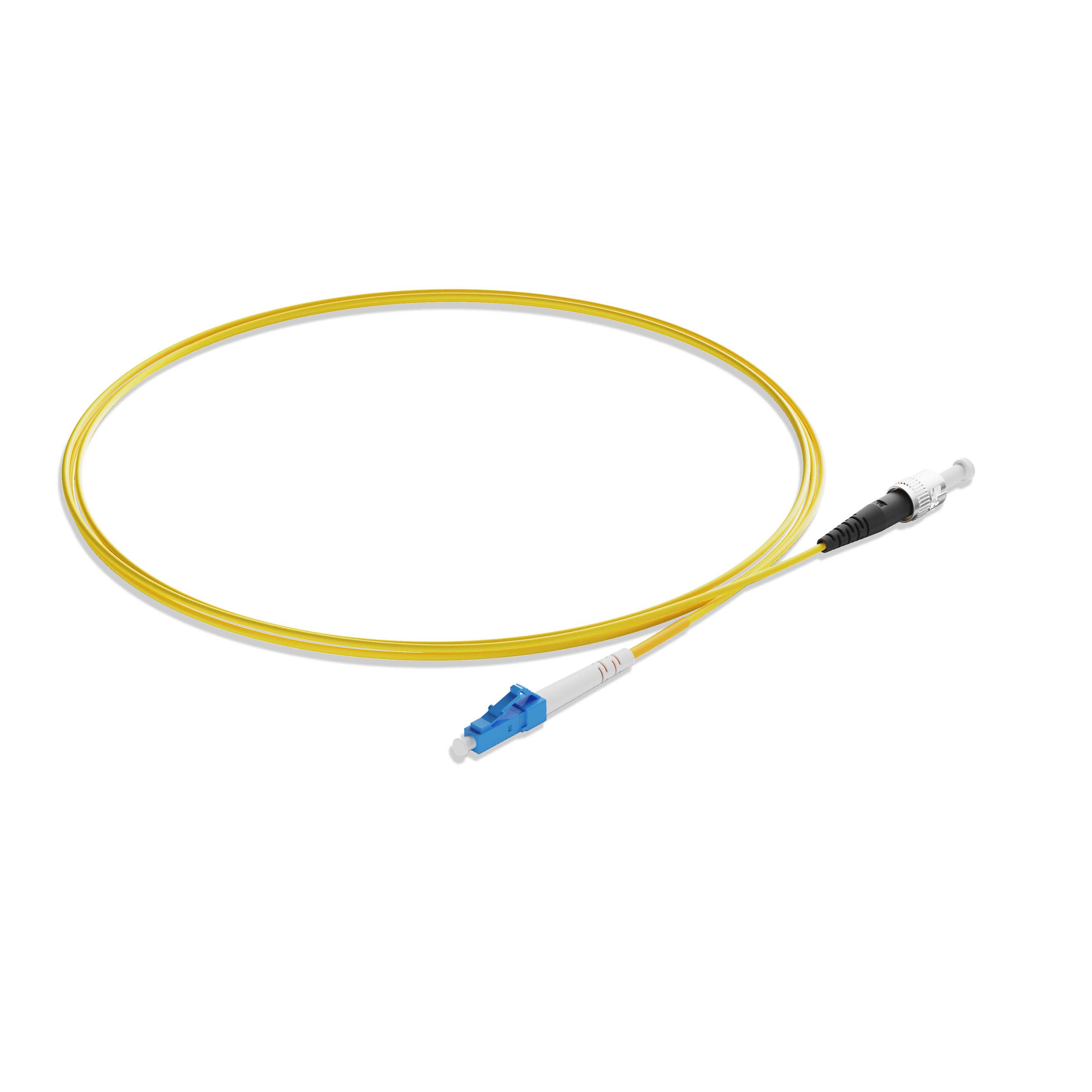 0.3m 0.98ft Fiber Patch Cable 1 Fiber LC UPC Simplex to ST UPC Simplex Singlemode OS2 Riser OFNR  2.0mm Yellow