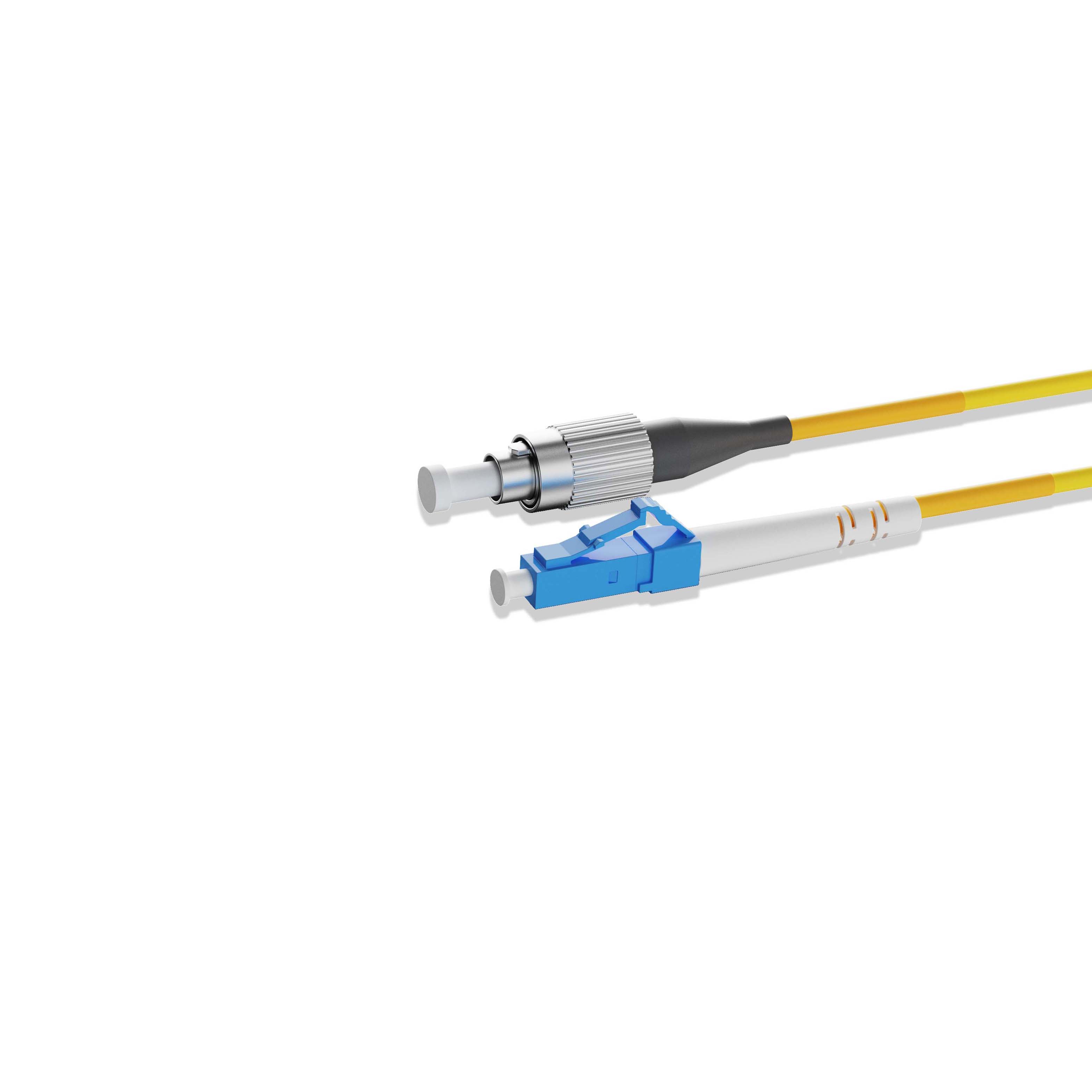 0.3m 0.98ft Fiber Patch Cable 1 Fiber LC UPC Simplex to FC UPC Simplex Singlemode OS2 Riser OFNR  2.0mm Yellow