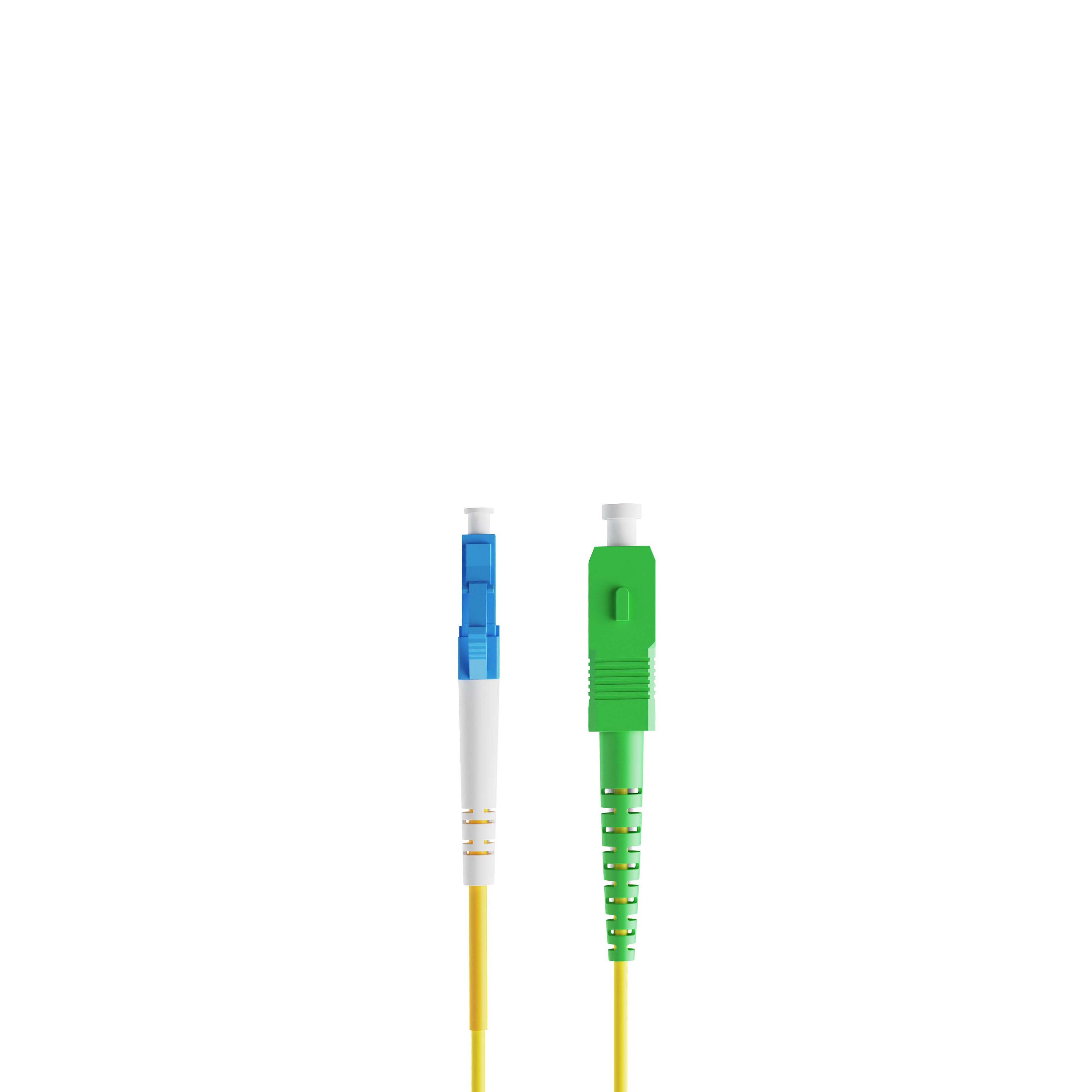 0.3m 0.98ft Fiber Patch Cable 1 Fiber LC UPC Simplex to SC APC Simplex Singlemode OS2 Riser OFNR  2.0mm Yellow