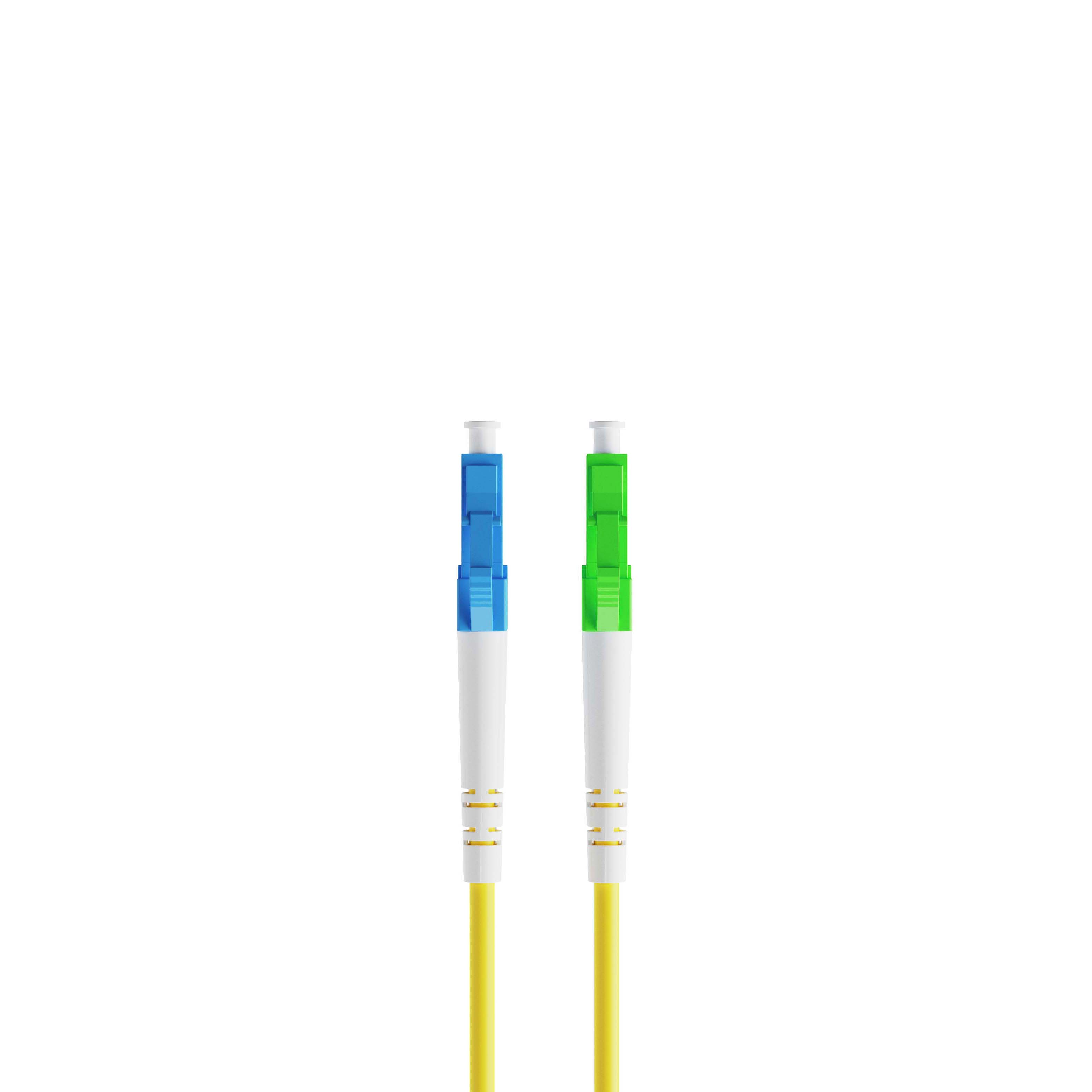 0.3m 0.98ft Fiber Patch Cable 1 Fiber LC UPC Simplex to LC APC Simplex Singlemode OS2 Riser OFNR  2.0mm Yellow