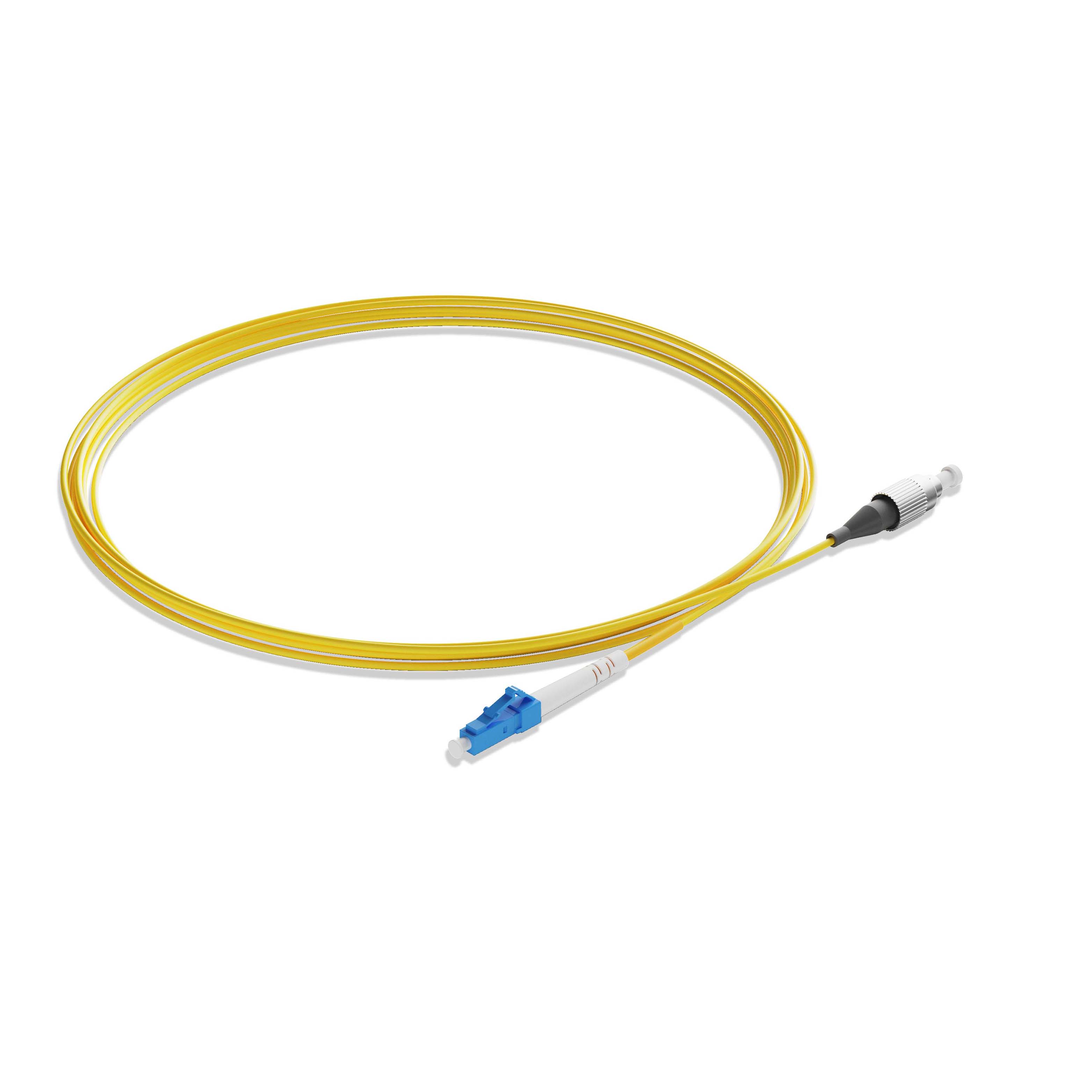 0.3m 0.98ft Fiber Patch Cable 1 Fiber LC UPC Simplex to FC UPC Simplex Singlemode OS2 Riser OFNR  2.0mm Yellow