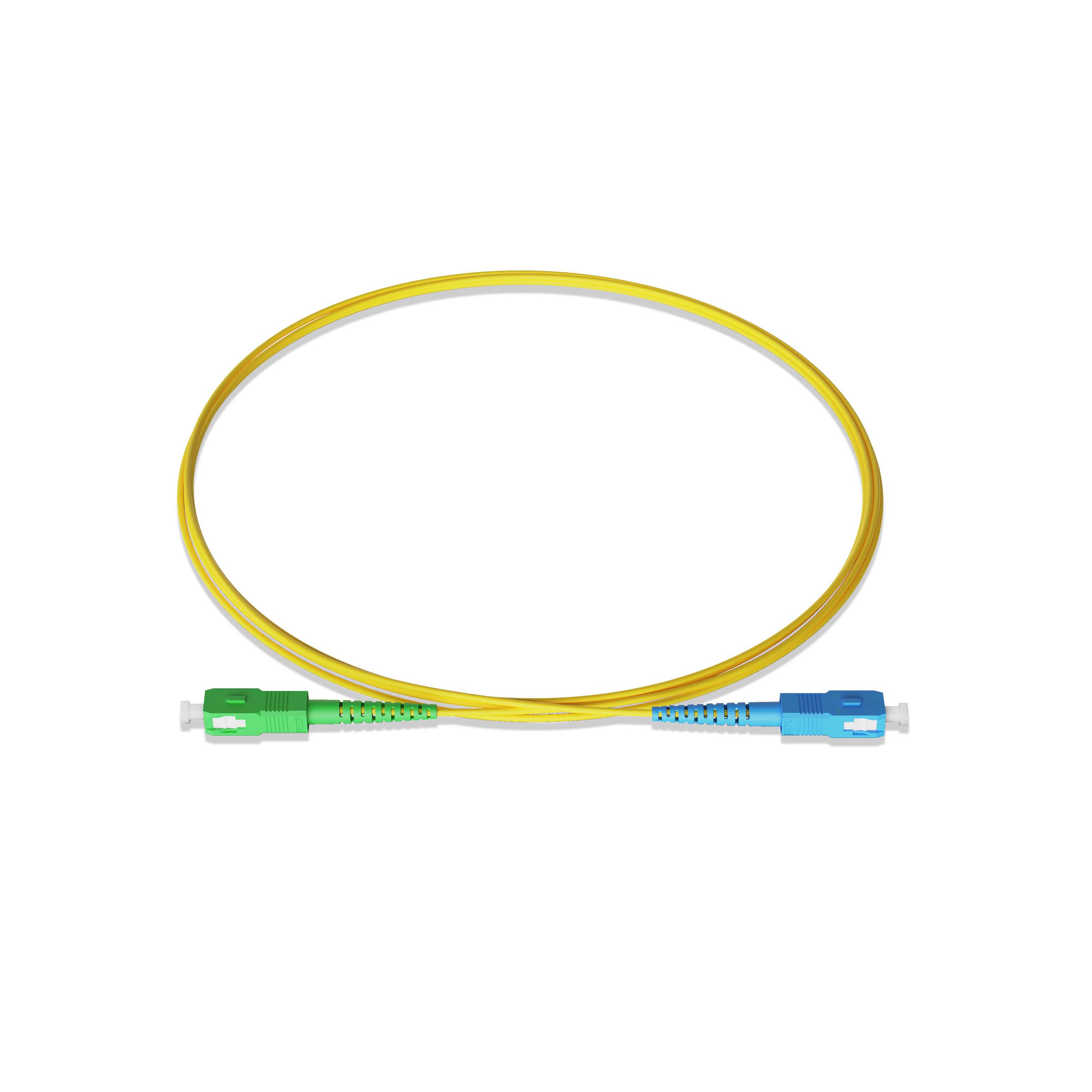 0.3m 0.98ft Fiber Patch Cable 1 Fiber SC UPC Simplex to SC APC Simplex Singlemode OS2 Riser OFNR  2.0mm Yellow