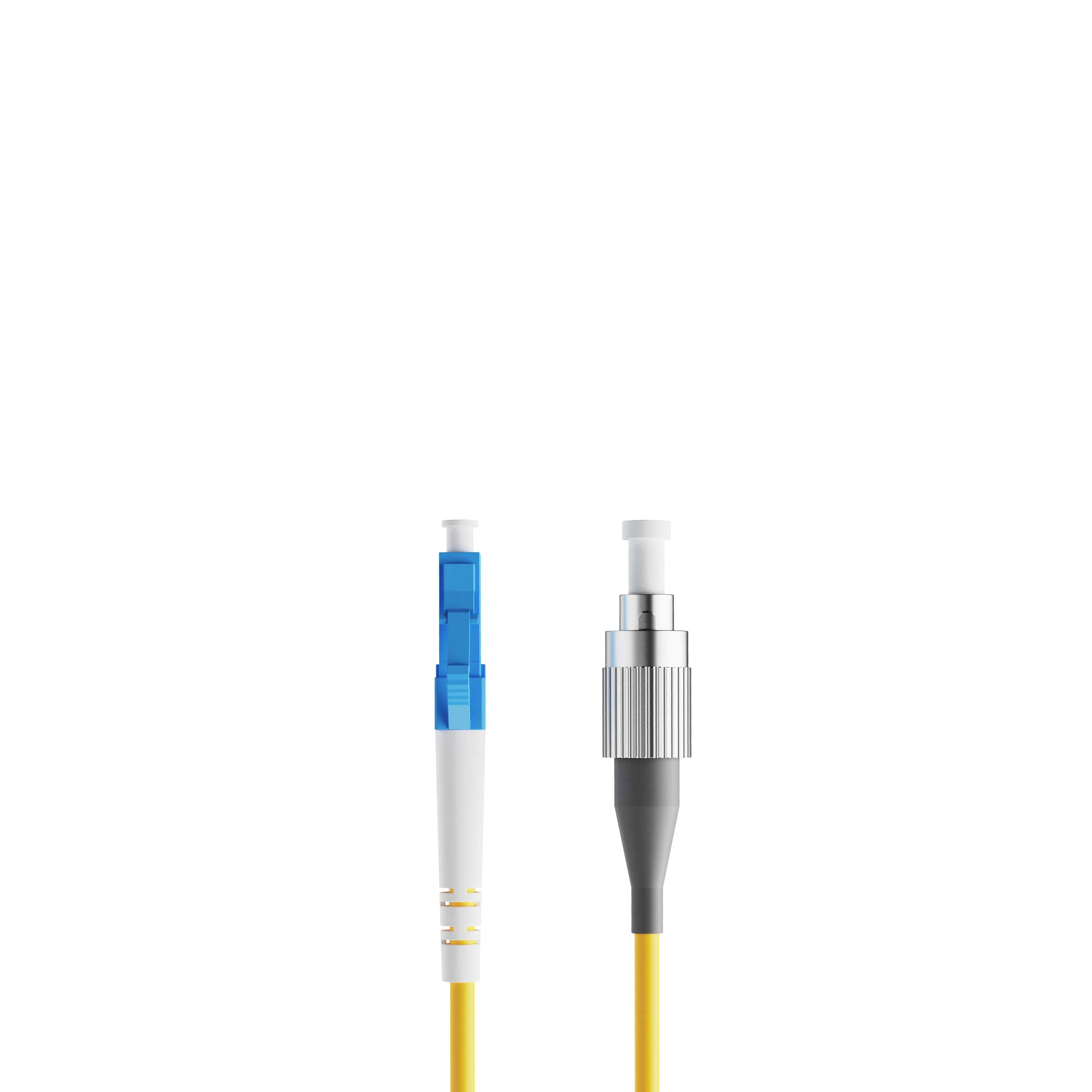 0.3m 0.98ft Fiber Patch Cable 1 Fiber LC UPC Simplex to FC UPC Simplex Singlemode OS2 Riser OFNR  2.0mm Yellow