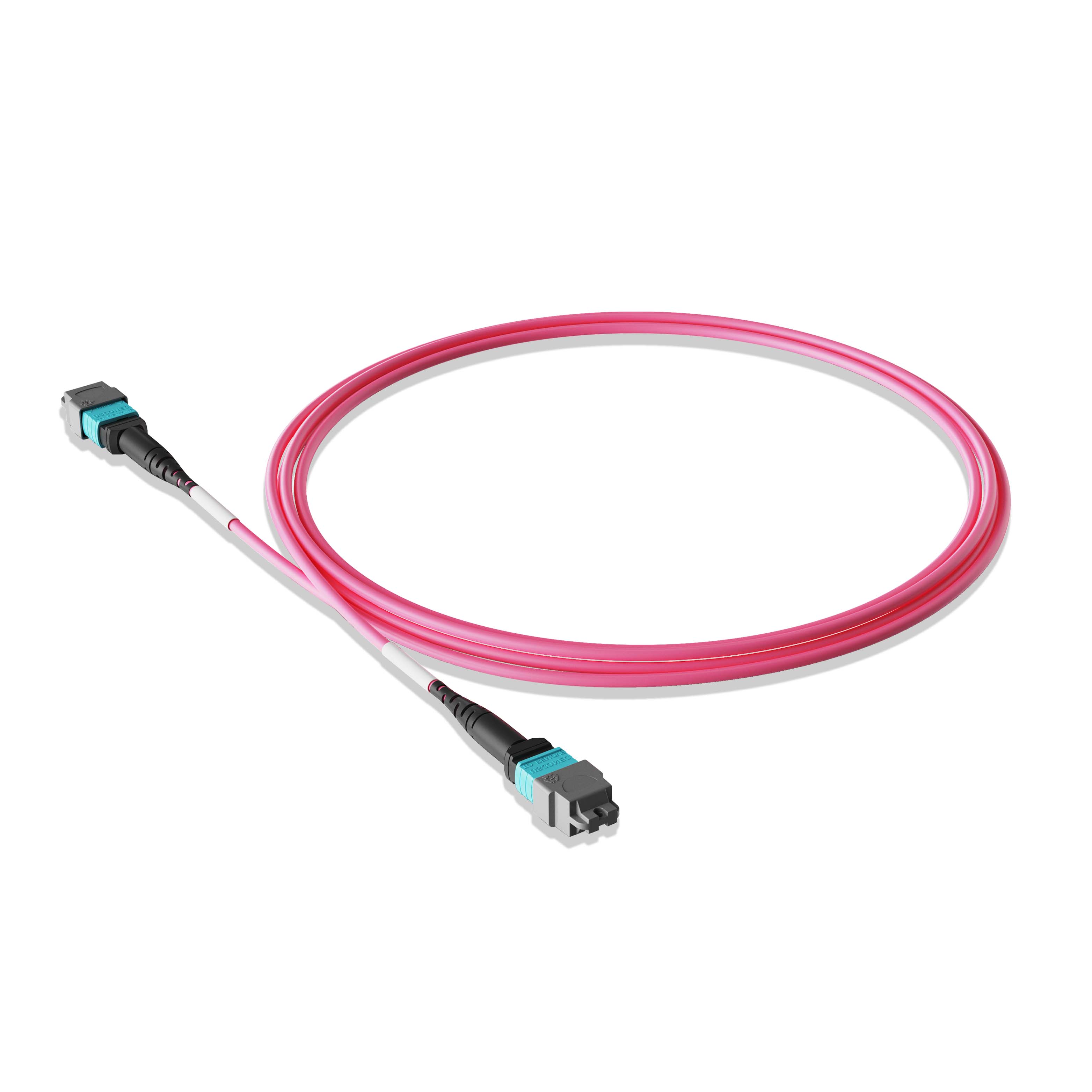 1m 3ft MTP Jumper 8 Fibers MTP-12 APC Female to MTP-12 APC Female Multimode OM4 Plenum OFNP 0.35dB Max Type B 3.0mm Magenta