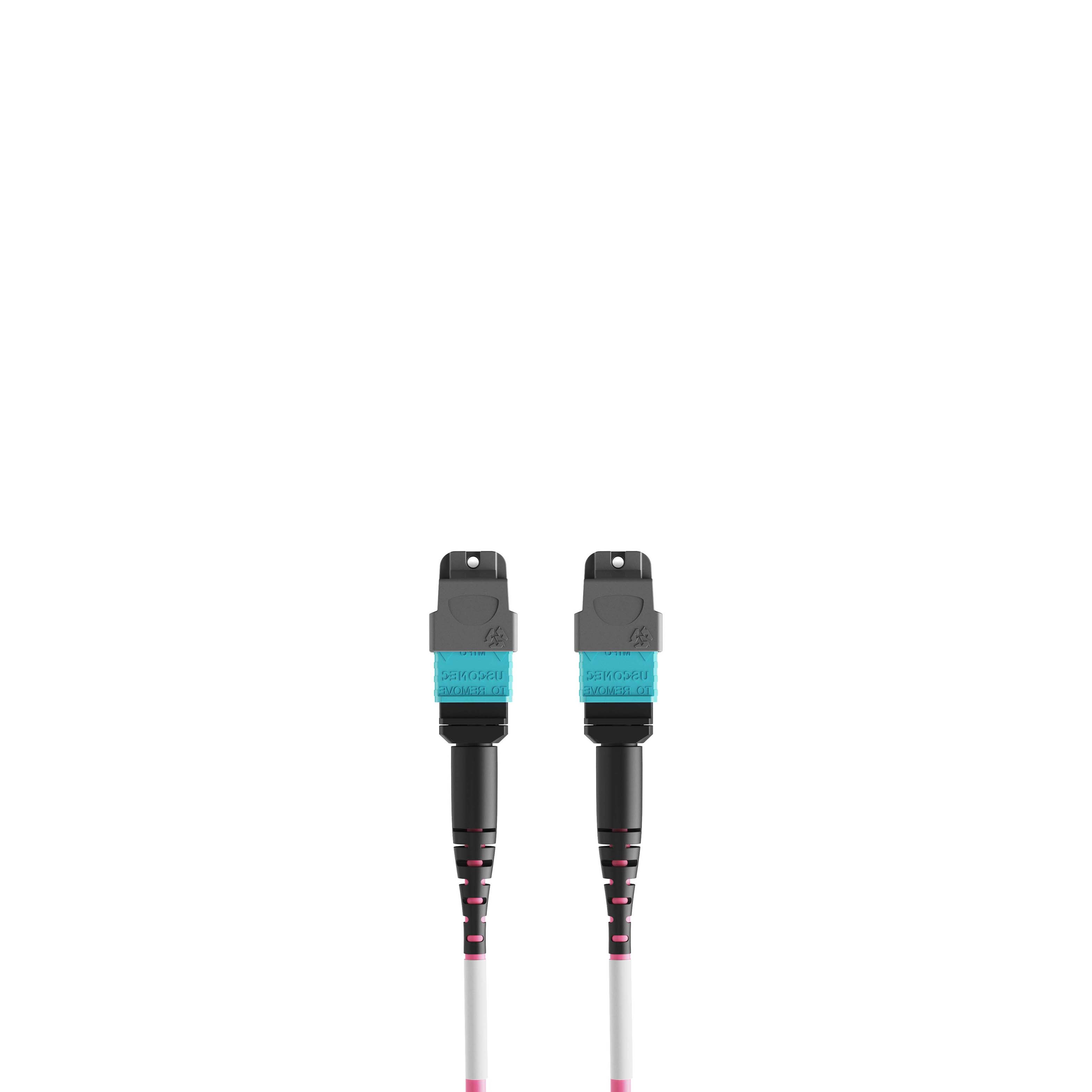1m 3ft MTP Jumper 12 Fibers MTP-12 UPC Female to MTP-12 UPC Female Multimode OM4 Plenum OFNP 0.35dB Max Type B 3.0mm Magenta