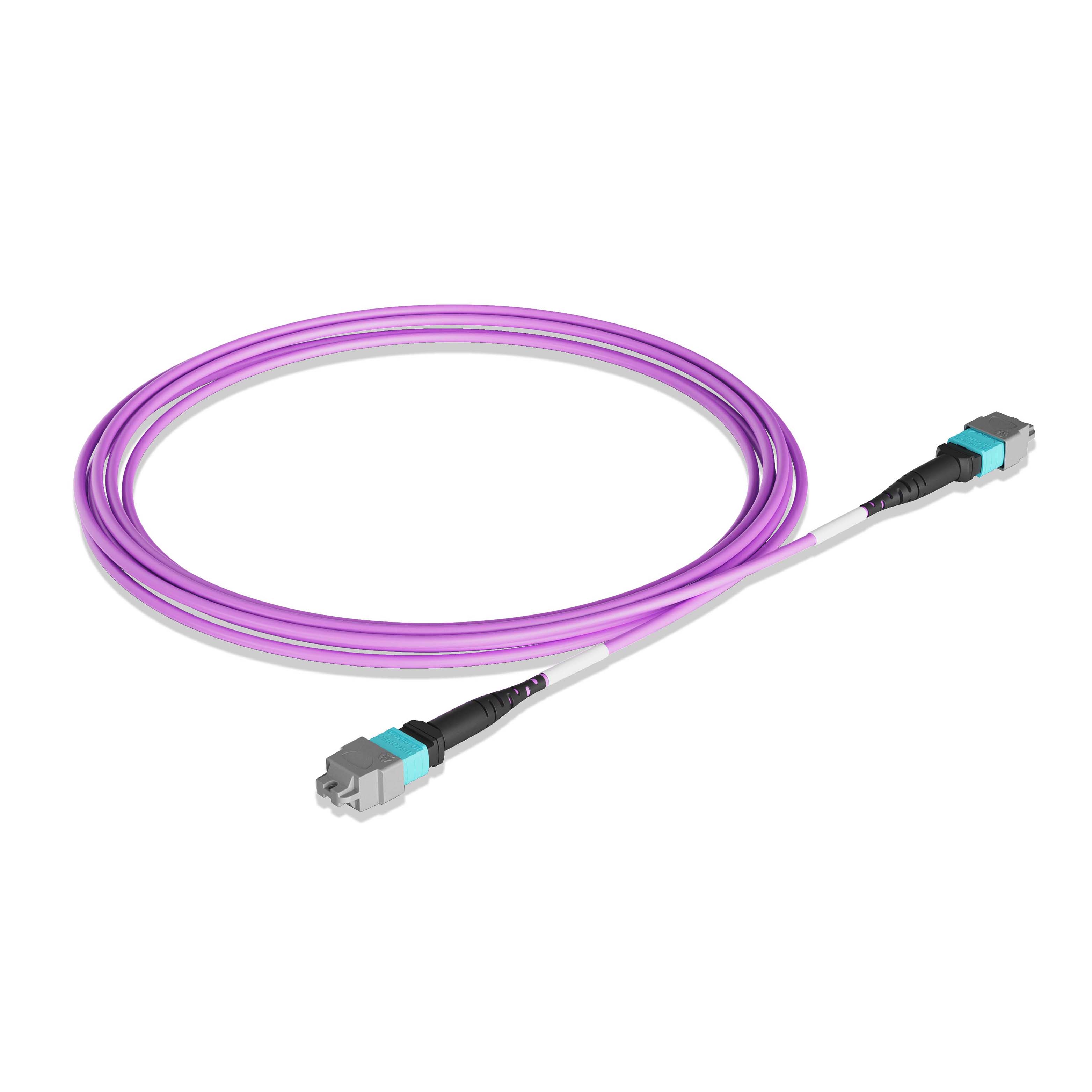 1m 3ft MPO Jumper 16 Fibers MPO-16 APC Female to MPO-16 APC Female Multimode OM4 Plenum OFNP 0.35dB Max 3.0mm Magenta