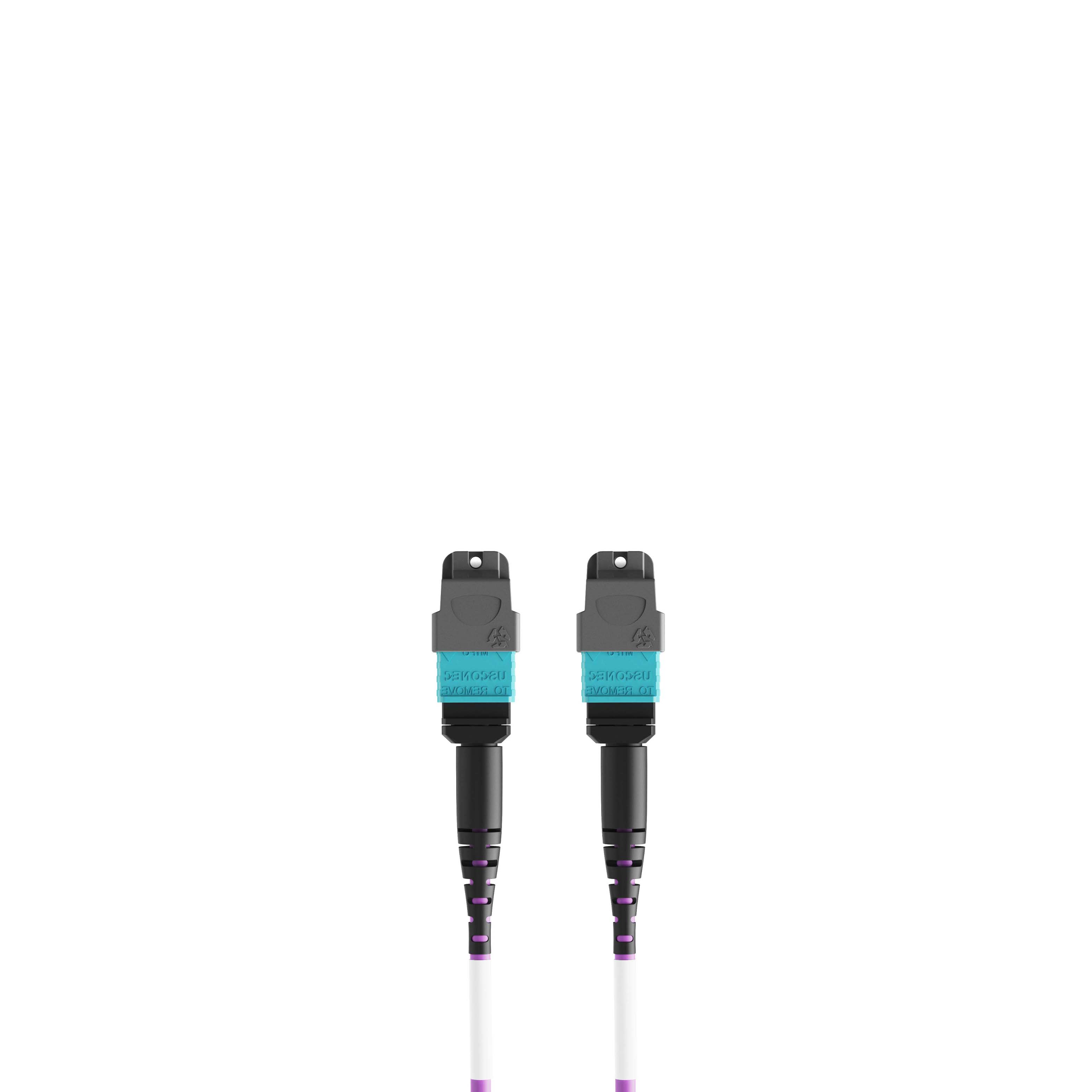 1m 3ft MPO Jumper 16 Fibers MPO-16 APC Female to MPO-16 APC Female Multimode OM4 Plenum OFNP 0.35dB Max 3.0mm Magenta