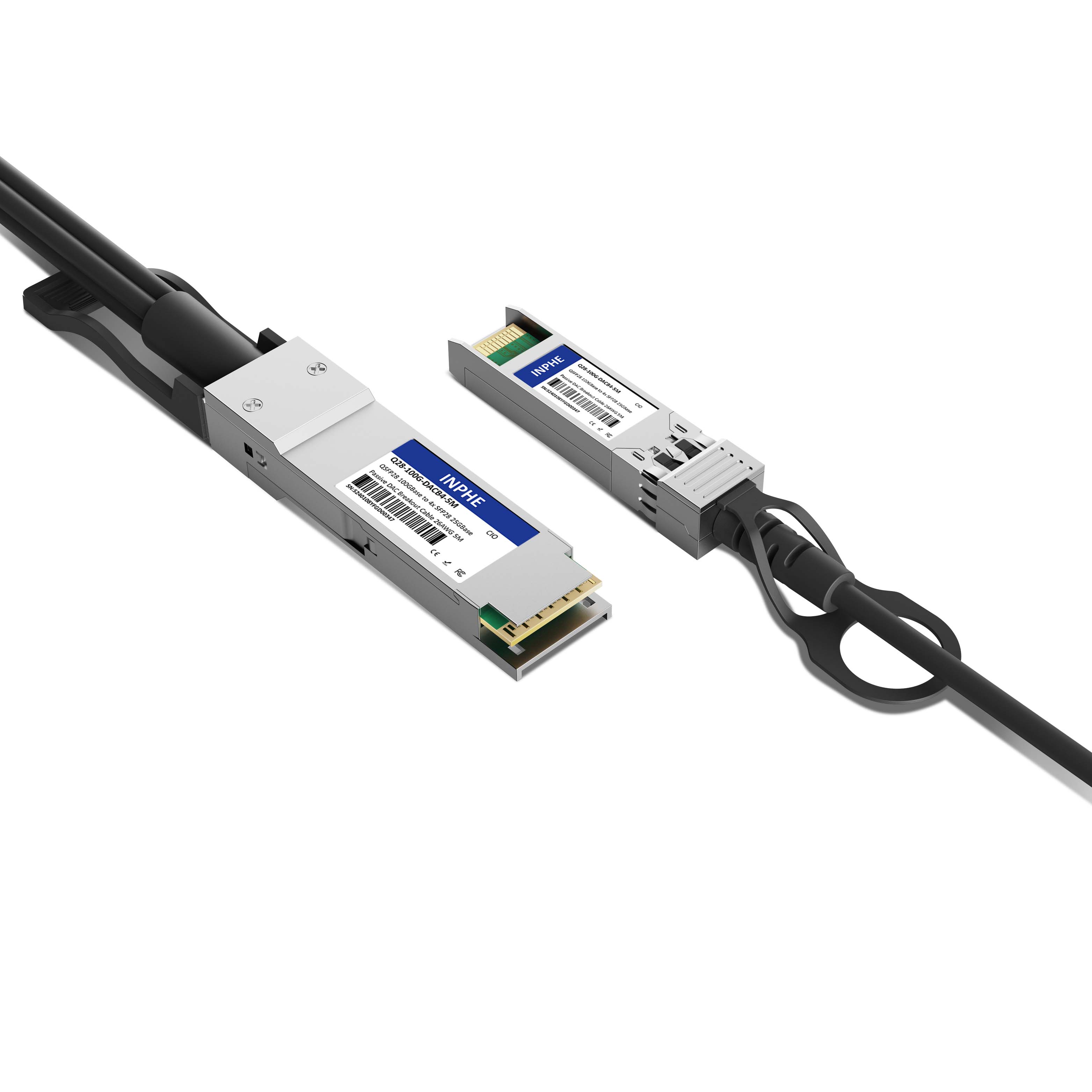 2.5m 8ft Cisco QDD-4ZQ100-CU2.5M Compatible QSFPDD 400GBASE to 4x QSFP56 100GBASE Passive Direct Attach Copper Breakout Cable 28AWG