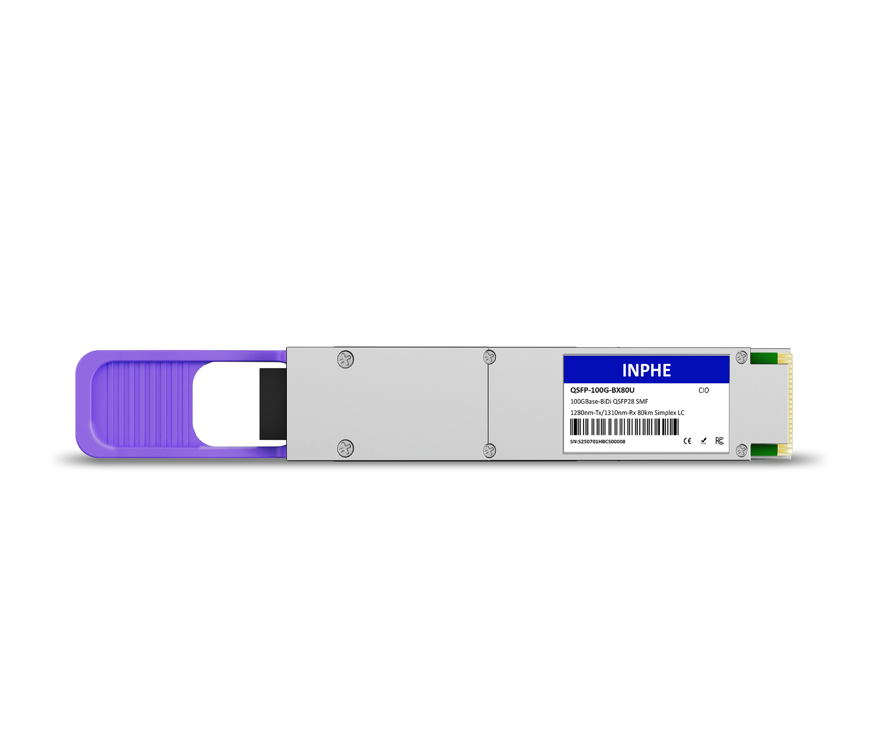 Cisco Compatible QSFP28 100G BiDi 1273.55nm-Tx/1309.14nm-Rx 80km SMF Simplex LC With Dual CDR DDM/DOM Optics Transceiver
