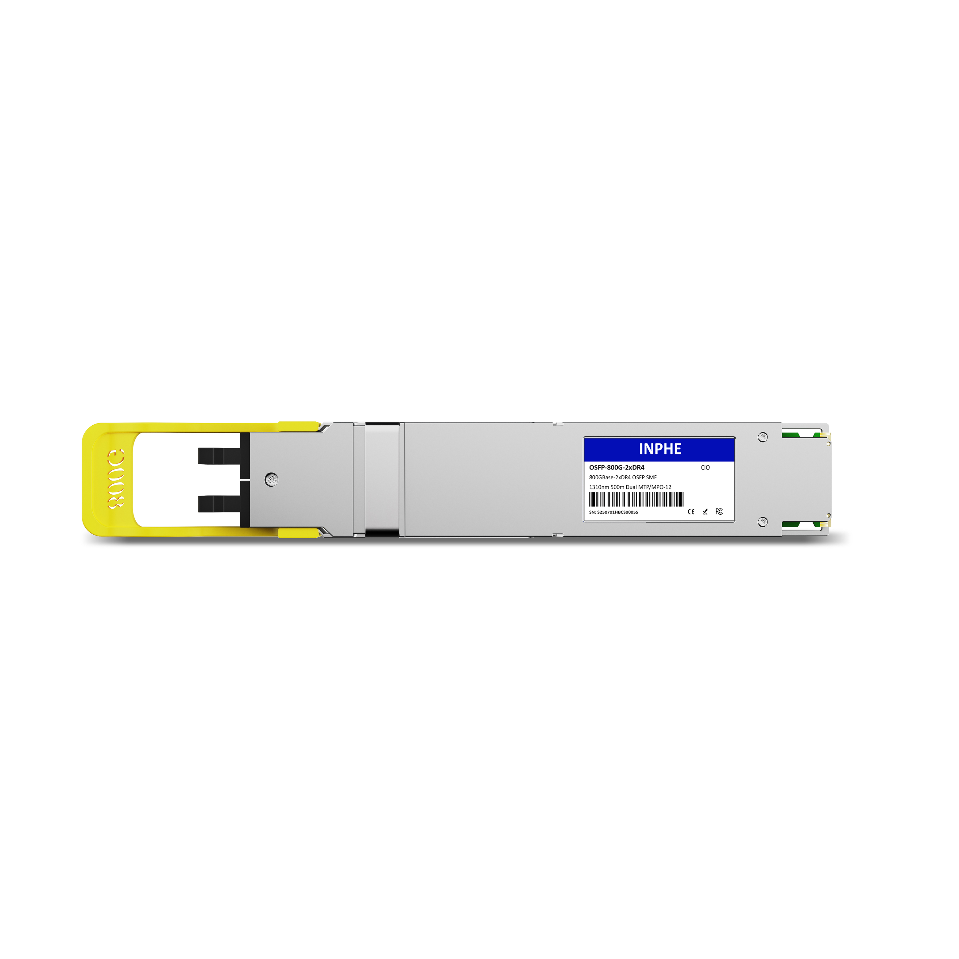 Cisco Compatible OSFP 800GBASE 2xDR4 1310nm 500m SMF Dual MPO/MTP-12 With Dual CDR DDM/DOM Optics Transceiver, Support 2x400G DR4, Finned Top