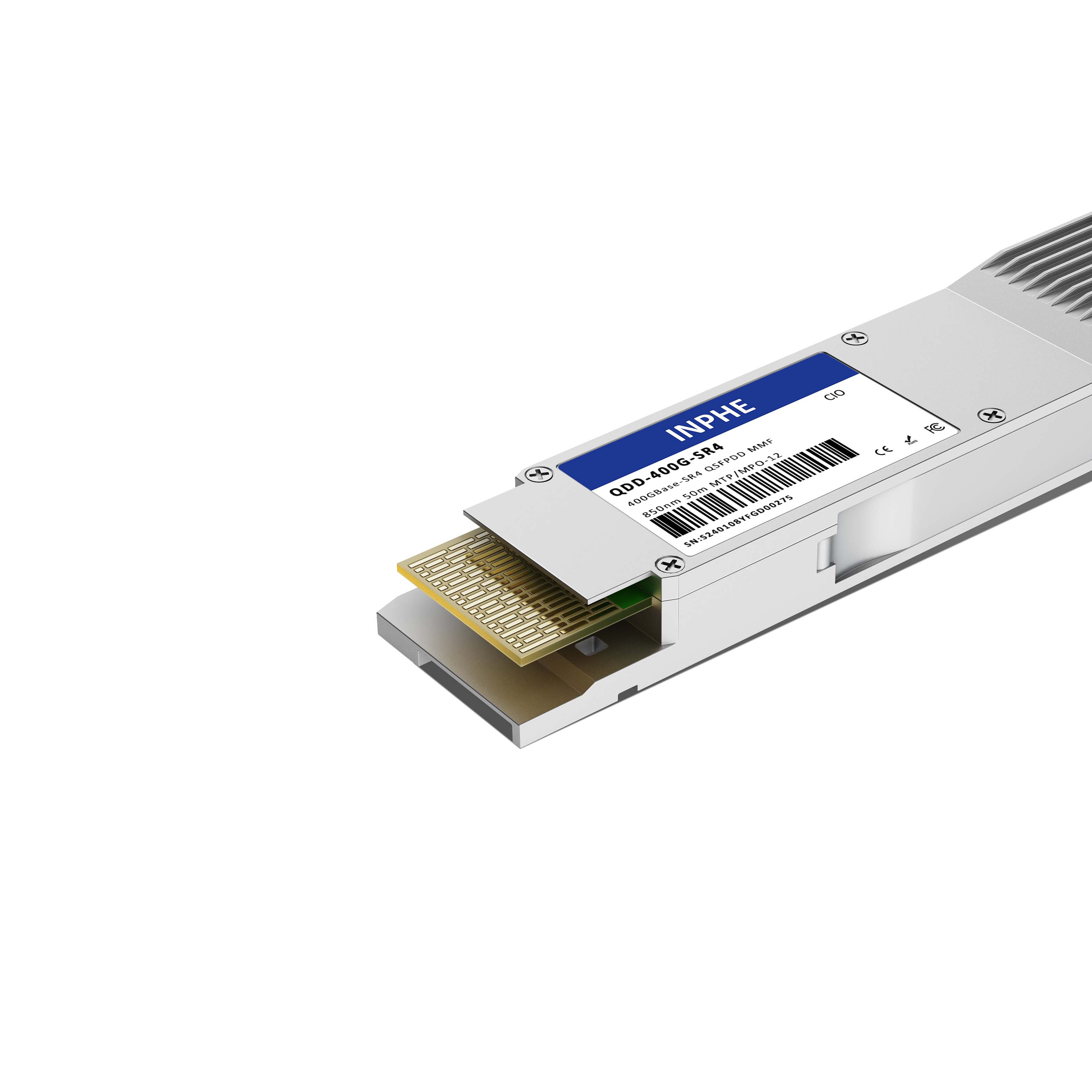 Cisco Compatible QSFP-DD 400GBASE SR4 850nm 50m MMF MPO/MTP-12 With Dual CDR DDM/DOM Optics Transceiver