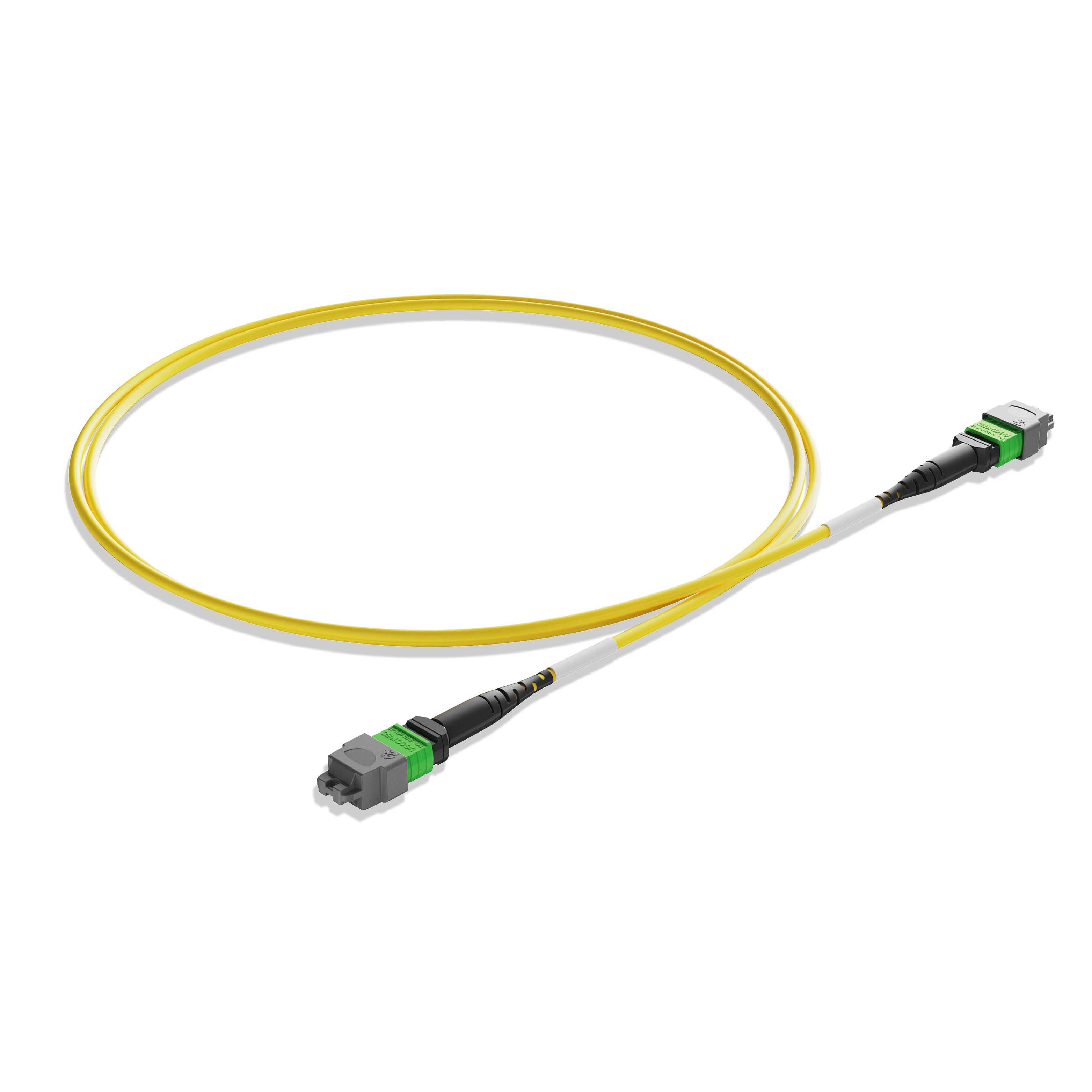 1m 3ft MTP Jumper 12 Fibers MTP-12 APC Female to MTP-12 APC Female Singlemode OS2 Plenum OFNP 0.35dB Max Type A 3.0mm Yellow