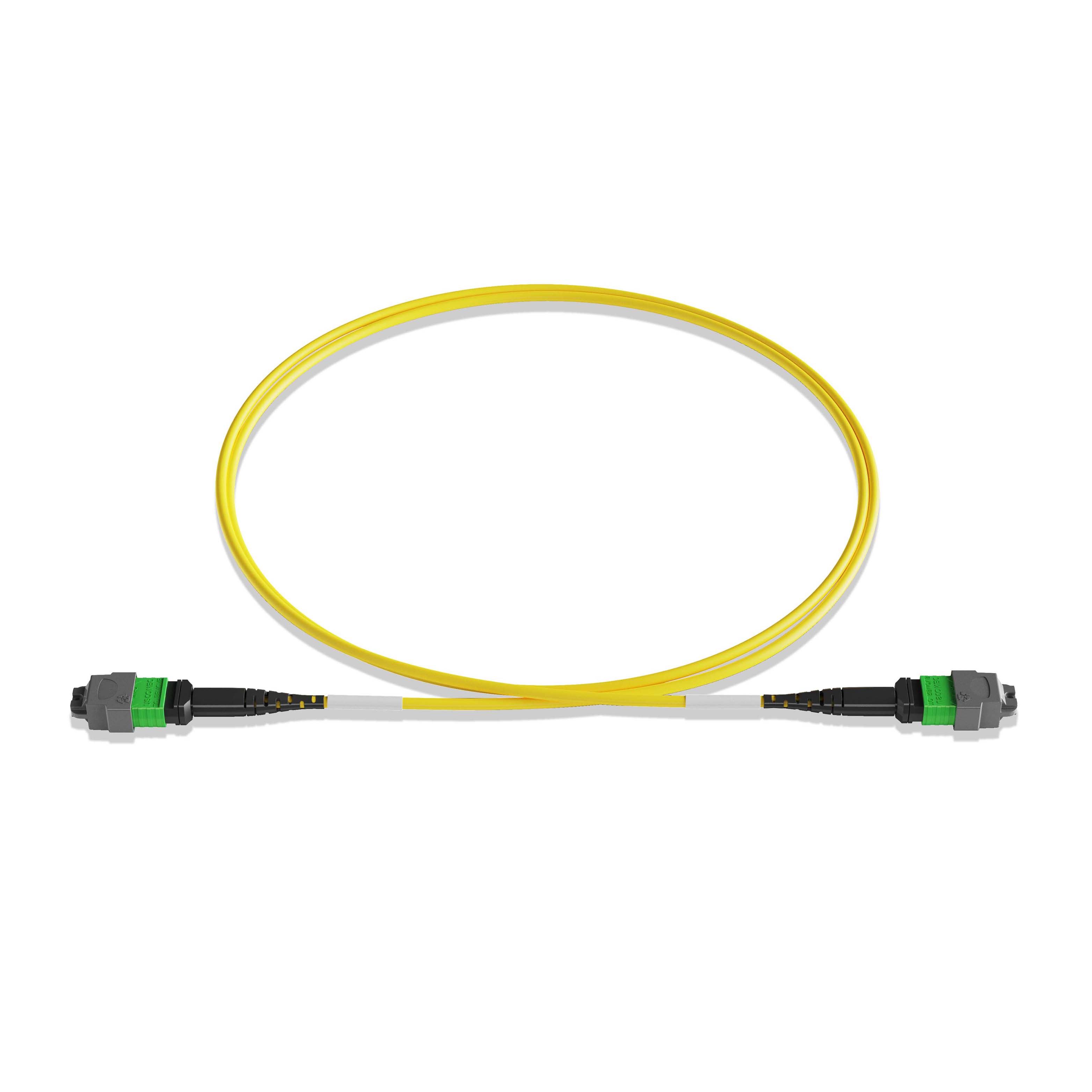 1m 3ft MTP Jumper 12 Fibers MTP-12 APC Female to MTP-12 APC Female Singlemode OS2 Plenum OFNP 0.35dB Max Type B 3.0mm Yellow
