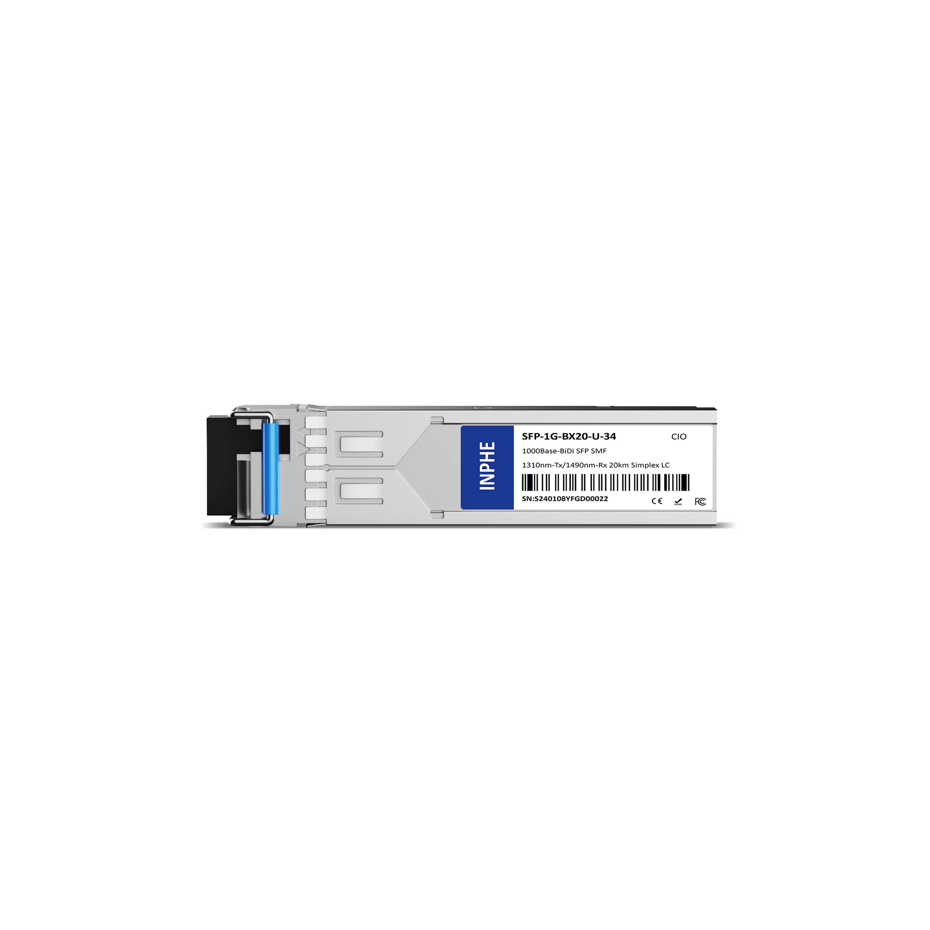 Accedian Networks 7ST-000 Compatible SFP 1.25GBASE BiDi 1310nm-Tx/1490nm-Rx 20km SMF Simplex LC DDM/DOM Optics Transceiver