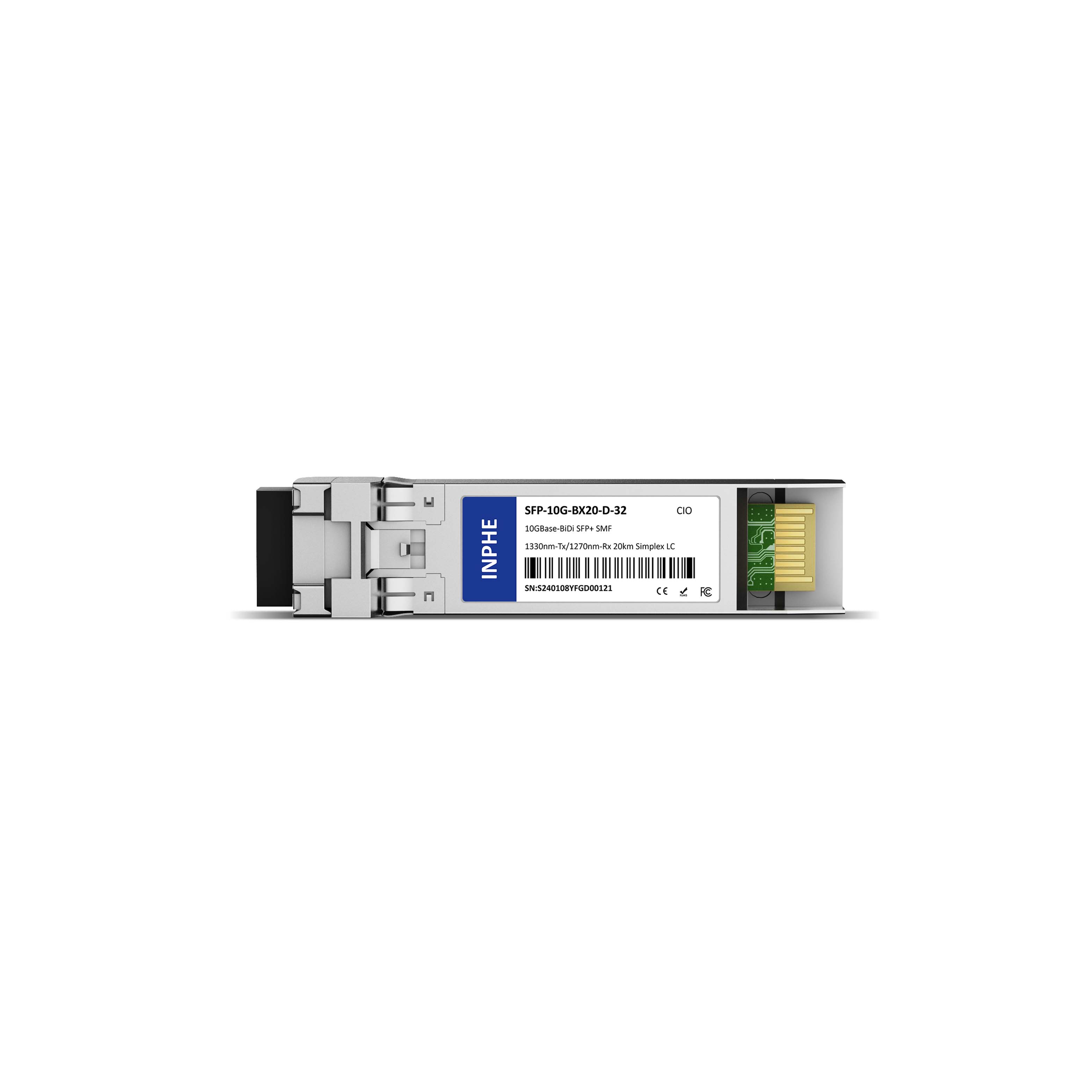 Arista SFP-10G-ERBD-D Compatible SFP+ 10G BiDi 1330nm-Tx/1270nm-Rx 20km SMF Simplex LC DDM/DOM Optics Transceiver