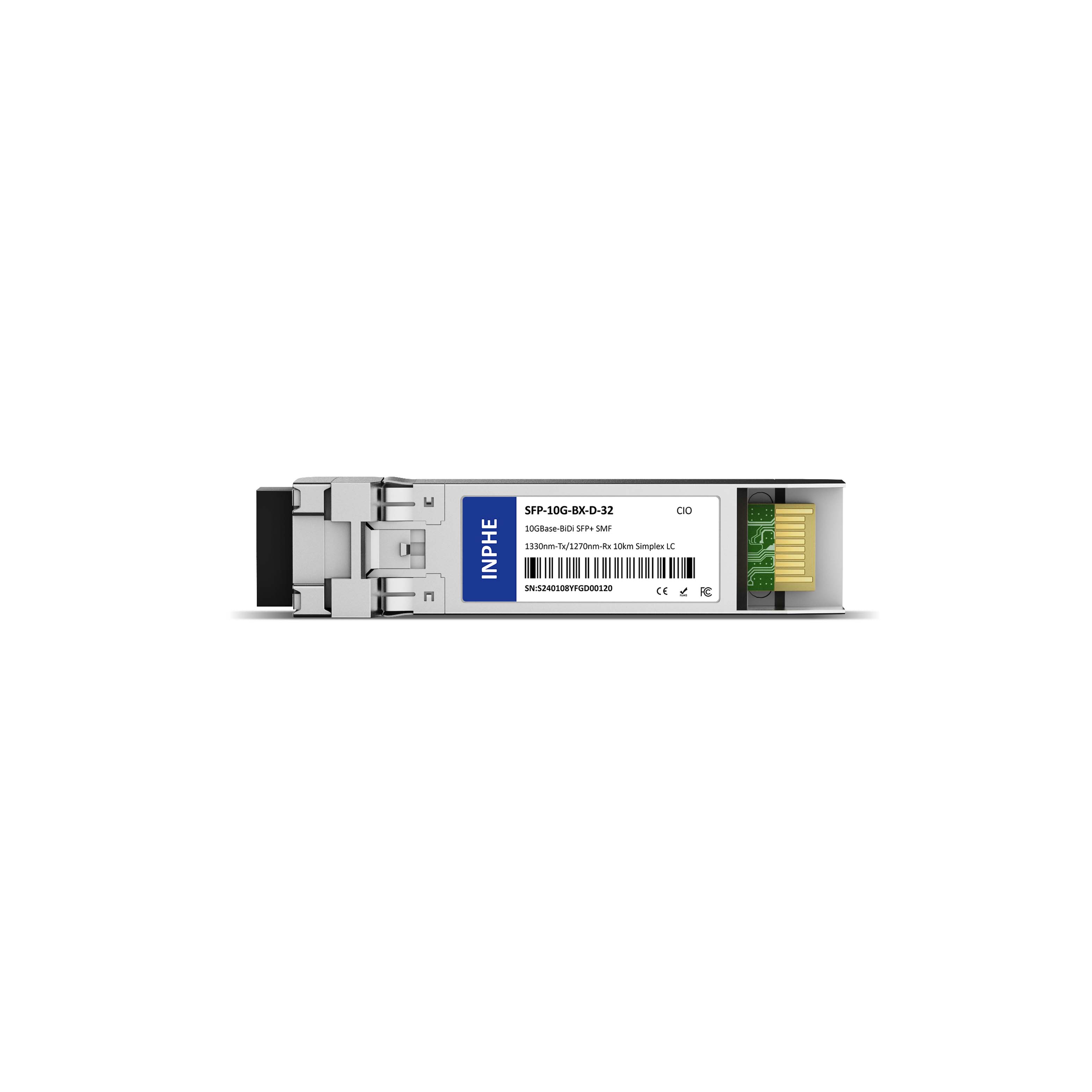 Juniper 740-066990 JNP-SFP-10G-BX10D Compatible SFP+ 10G BiDi 1330nm-Tx/1270nm-Rx 10km SMF Simplex LC DDM/DOM Optics Transceiver