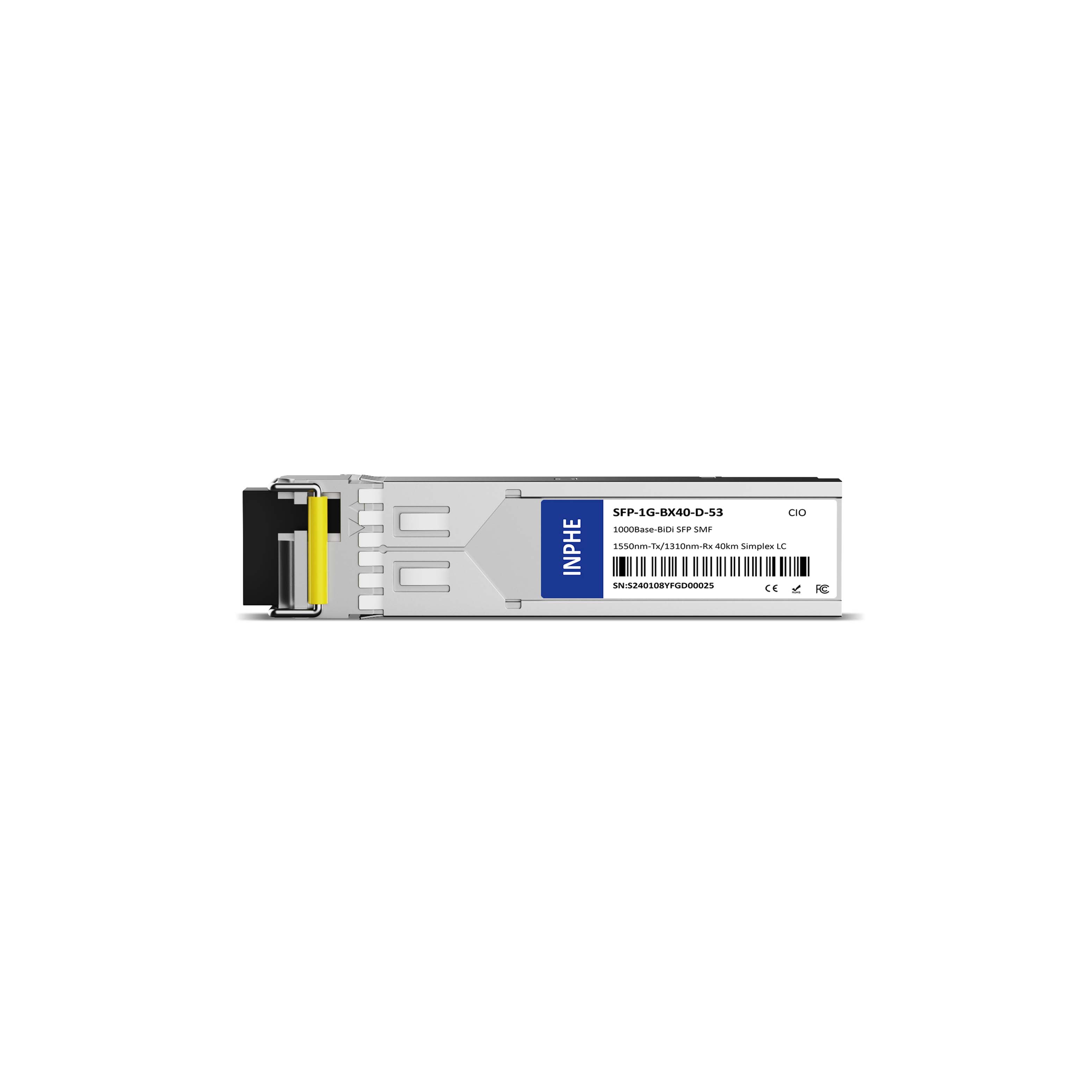 Intel SFP BIDI 1550 Compatible SFP 1.25GBASE BiDi 1550nm-Tx/1310nm-Rx 40km SMF Simplex LC DDM/DOM Optics Transceiver