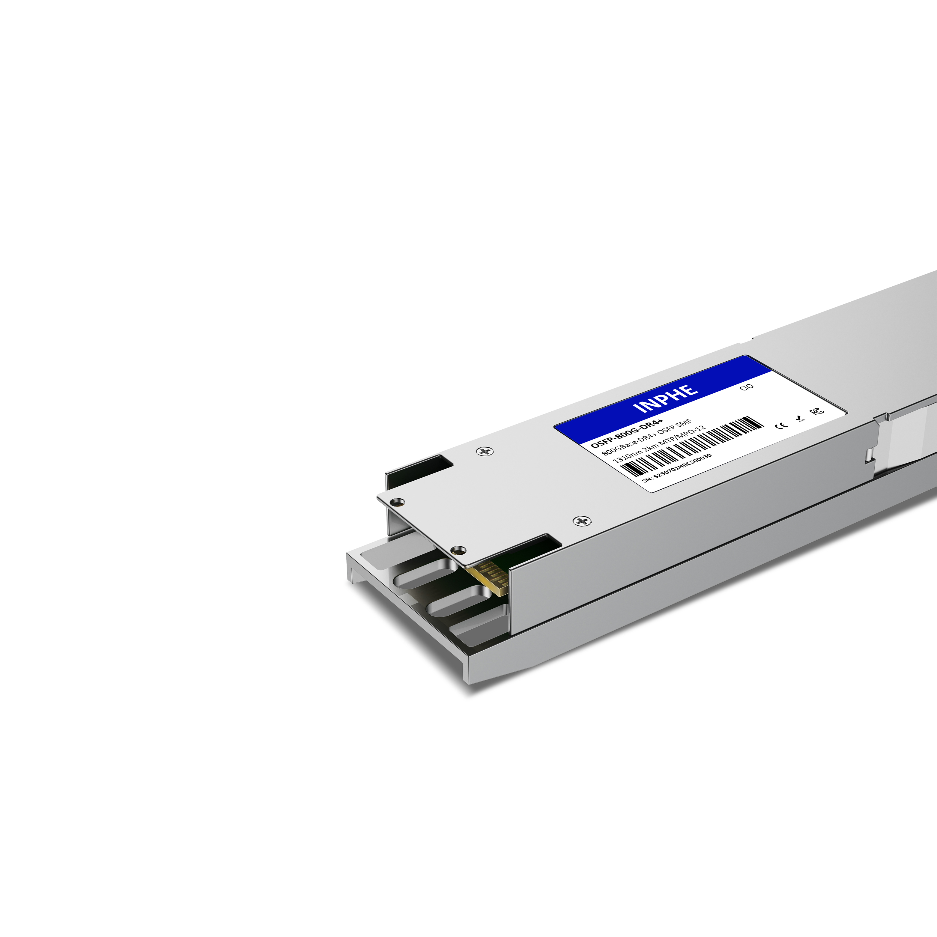 Cisco Compatible OSFP 800GBASE XDR4 1310nm 2km SMF MPO/MTP-12 With Dual CDR DDM/DOM Optics Transceiver, Finned Top