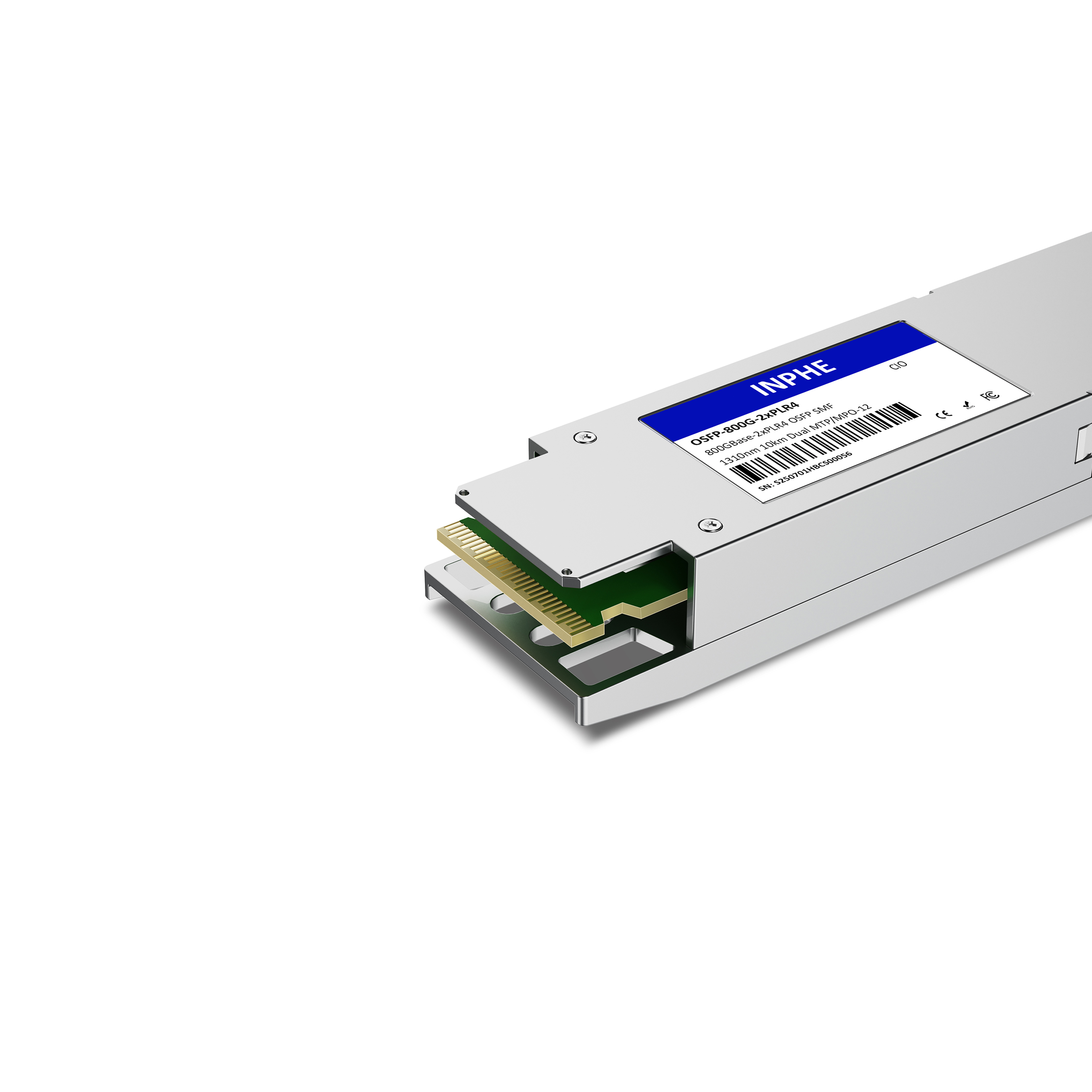 Cisco Compatible OSFP 800GBASE 2xPLR4 1310nm 10km SMF Dual MPO/MTP-12 With Dual CDR DDM/DOM Optics Transceiver, Support 2x400G PLR4, Finned Top