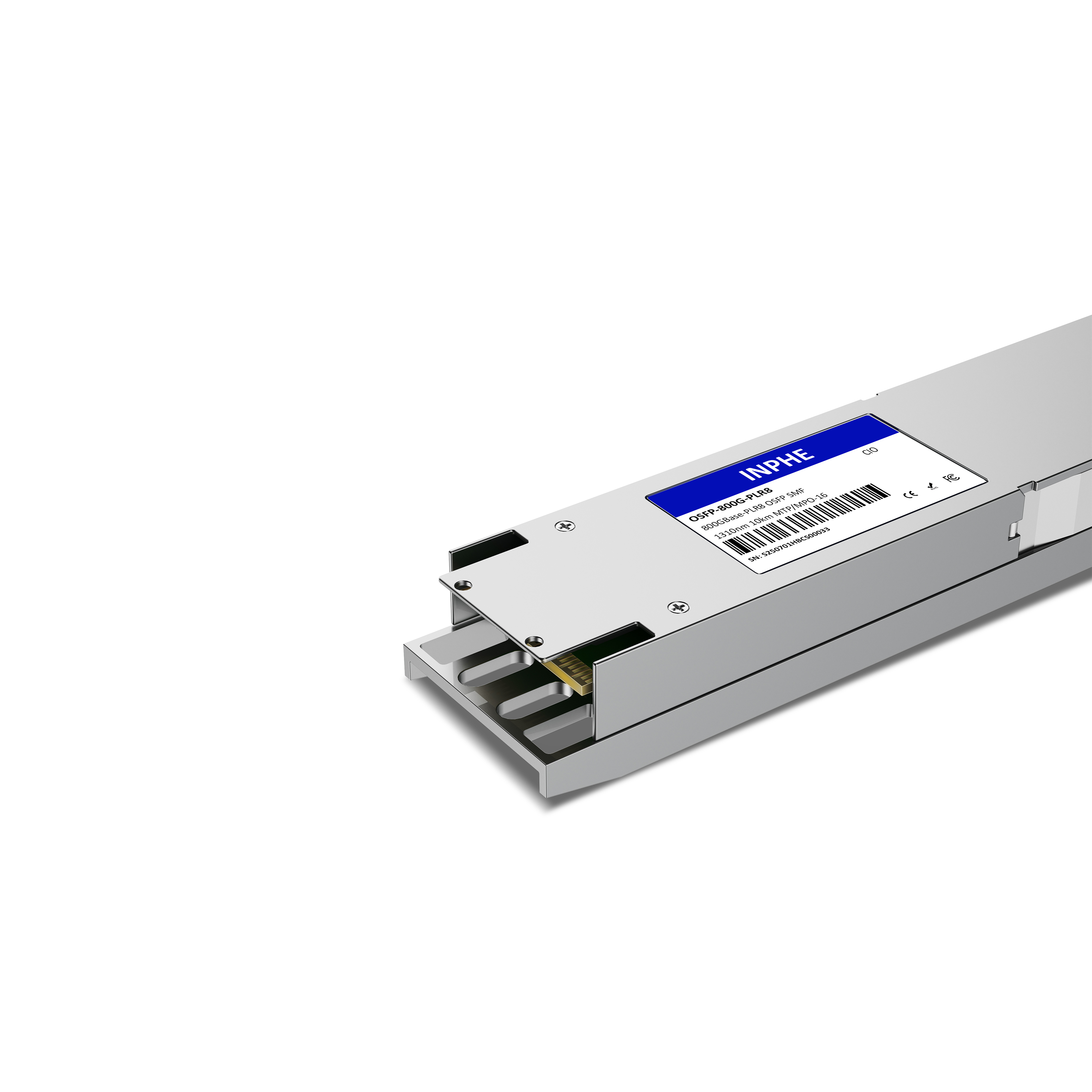 Cisco Compatible OSFP 800GBASE PLR8 1310nm 10km SMF MPO/MTP-16 With Dual CDR DDM/DOM Optics Transceiver, Support 8x100G LR1, Finned Top