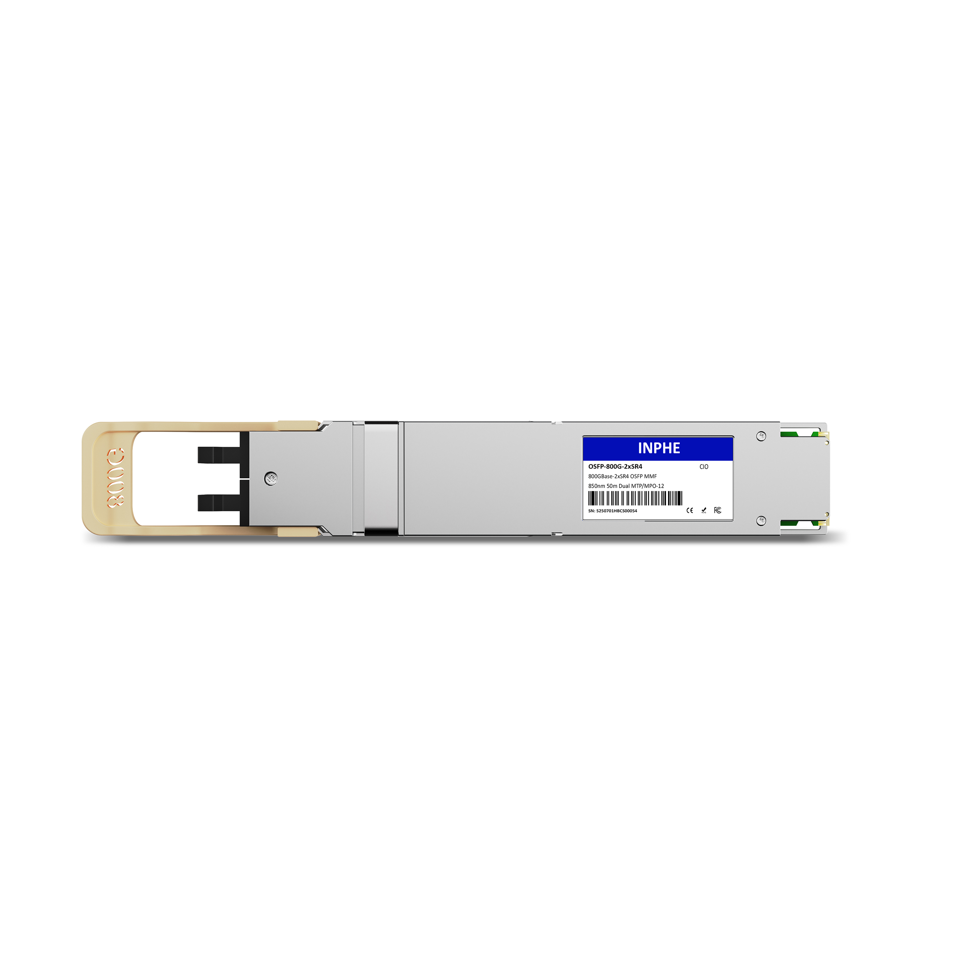 Cisco Compatible OSFP 800GBASE 2xSR4(VR4) 850nm 50m MMF Dual MPO/MTP-12 With Dual CDR DDM/DOM Optics Transceiver, Support 2x 400G SR4/VR4, Finned Top