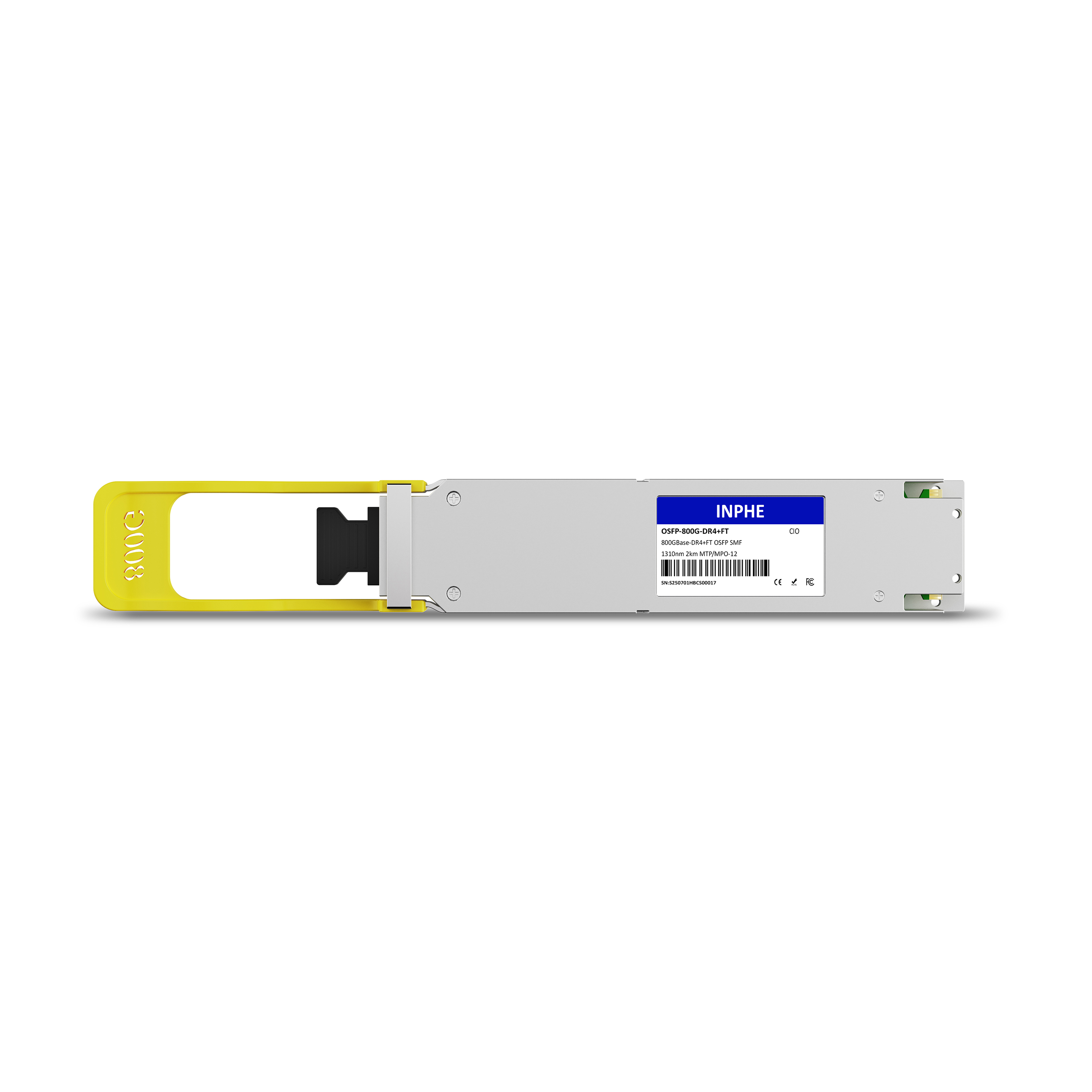 Cisco Compatible OSFP 800GBASE XDR4 1310nm 2km SMF MPO/MTP-12 With Dual CDR DDM/DOM Optics Transceiver, Flat Top