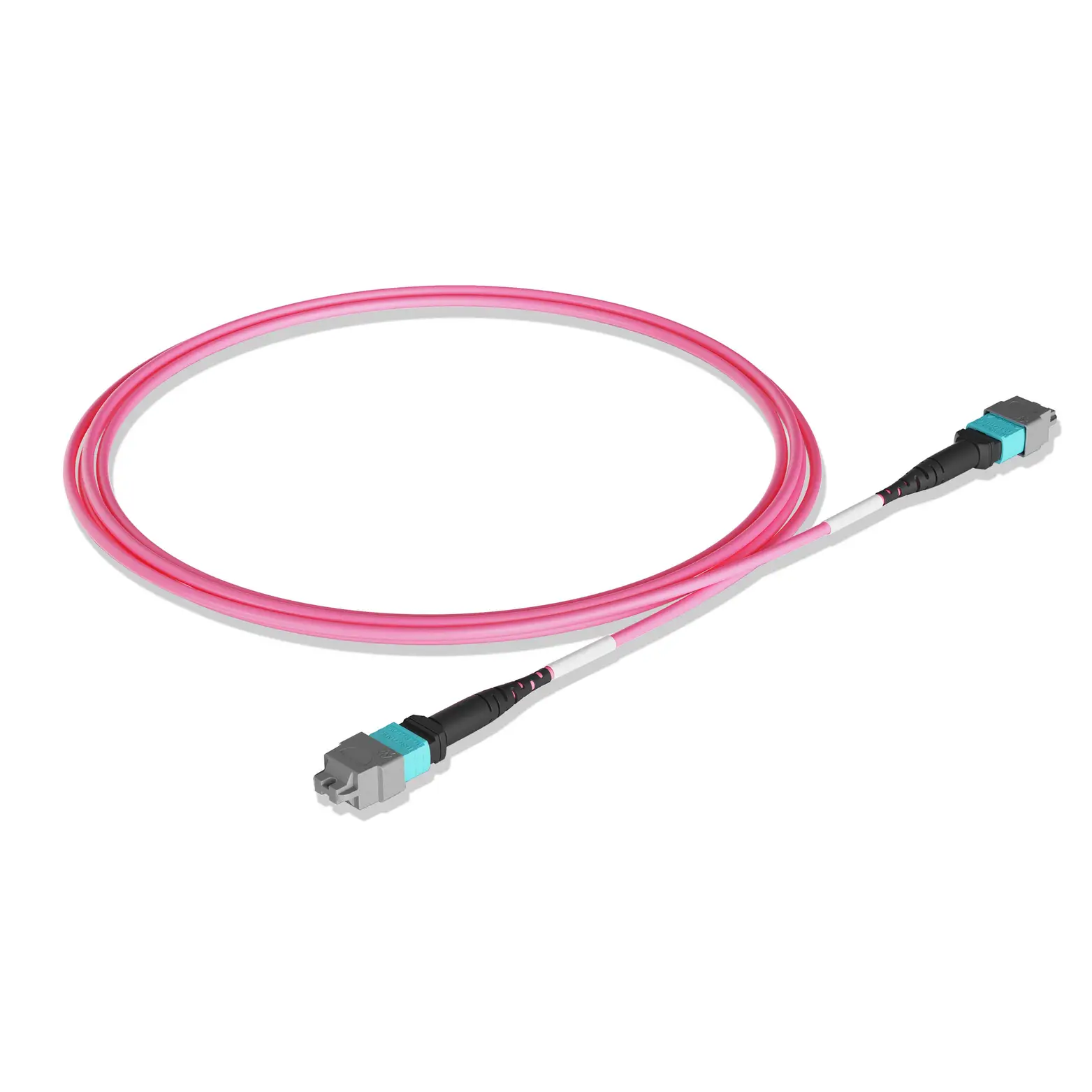 20m 66ft MTP Jumper 8 Fibers MTP-12 APC Female to MTP-12 APC Female Multimode OM4 Plenum OFNP 0.35dB Max Type B 3.0mm Magenta