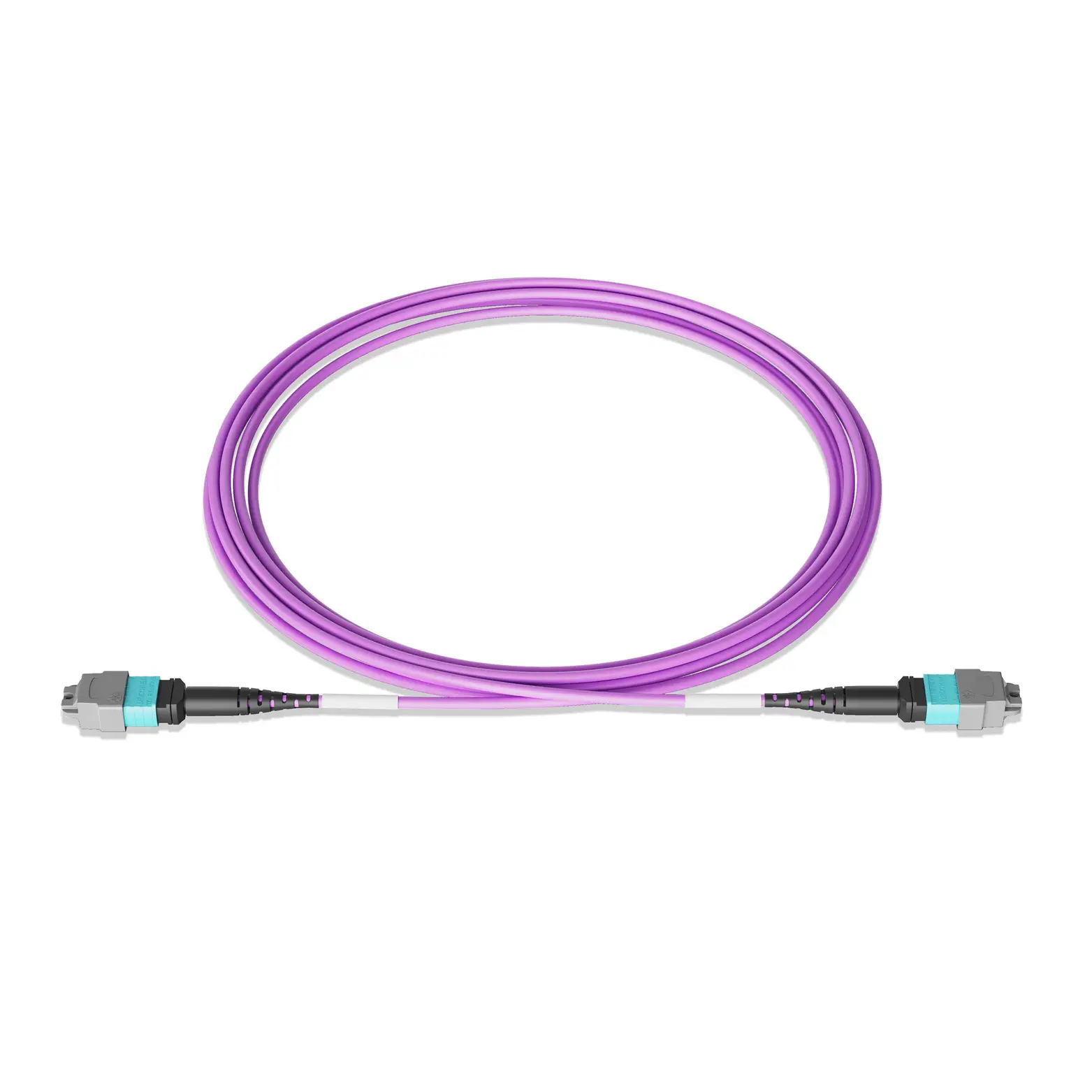 15m 49ft MTP Jumper 16 Fibers MTP-16 APC Female to MTP-16 APC Female Multimode OM4 Plenum OFNP 0.35dB Max 3.0mm Magenta