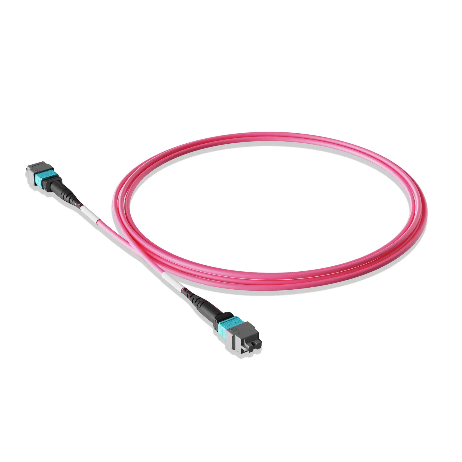 20m 66ft MTP Jumper 8 Fibers MTP-12 APC Female to MTP-12 APC Female Multimode OM4 Plenum OFNP 0.35dB Max Type B 3.0mm Magenta