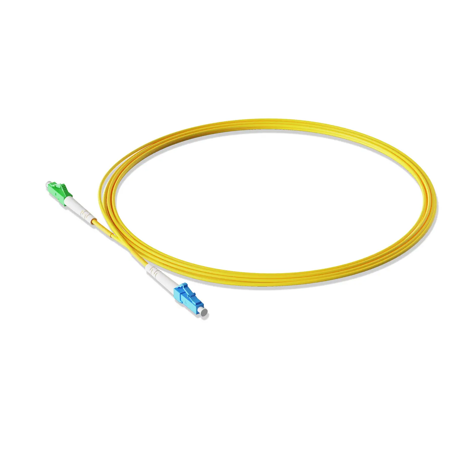 0.3m 0.98ft Fiber Patch Cable 1 Fiber LC UPC Simplex to LC APC Simplex Singlemode OS2 Riser OFNR 2.0mm Yellow