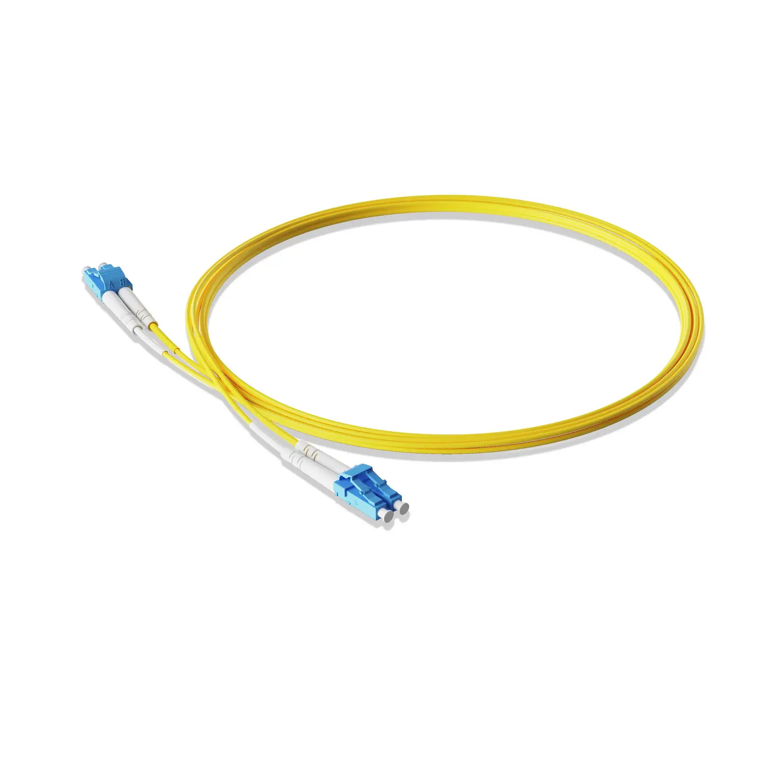 30m 98ft Fiber Patch Cable 2 Fibers LC UPC Duplex to LC UPC Duplex Singlemode OS2 Riser OFNR 2.0mm Yellow