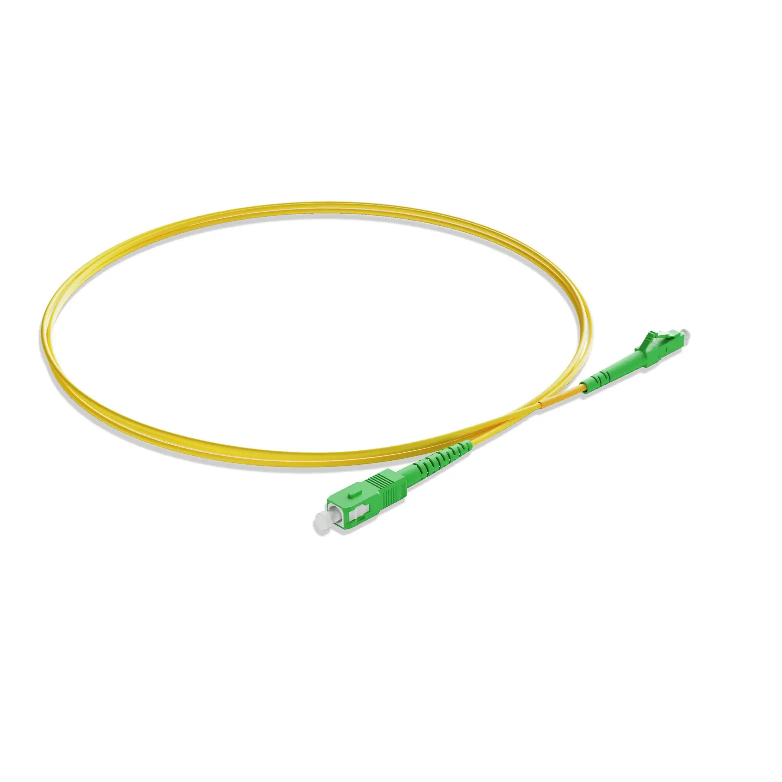 15m 49ft Fiber Patch Cable 1 Fiber LC APC Simplex to SC APC Simplex Singlemode OS2 Riser OFNR 2.0mm Yellow