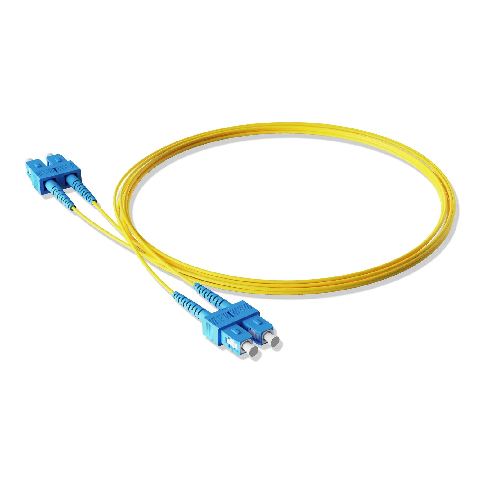 2m 7ft Fiber Patch Cable 2 Fibers SC UPC Duplex to SC UPC Duplex Singlemode OS2 Riser OFNR 2.0mm Yellow
