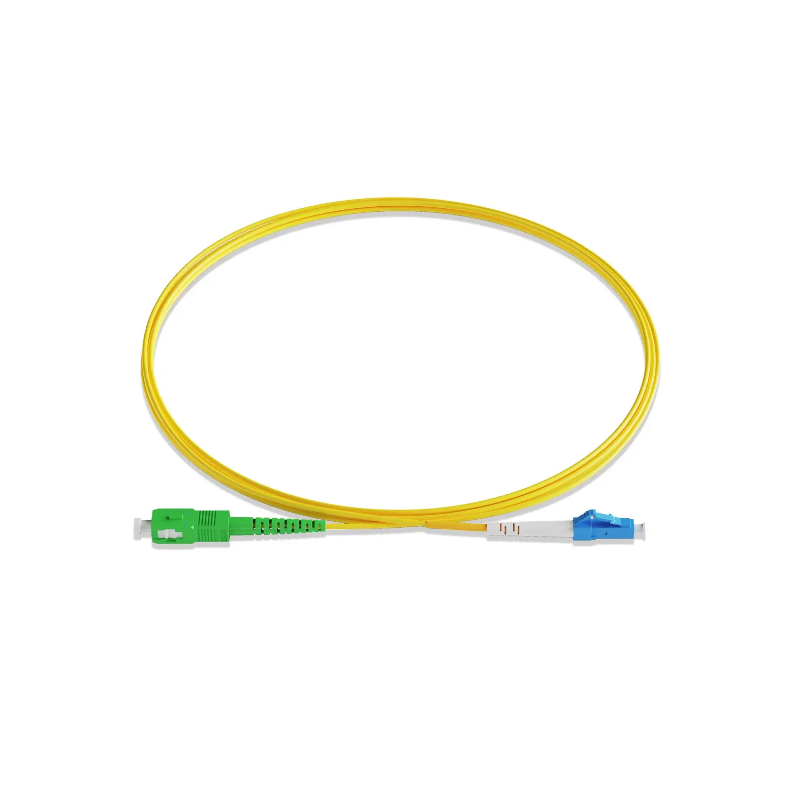 15m 49ft Fiber Patch Cable 1 Fiber LC UPC Simplex to SC APC Simplex Singlemode OS2 Riser OFNR 2.0mm Yellow