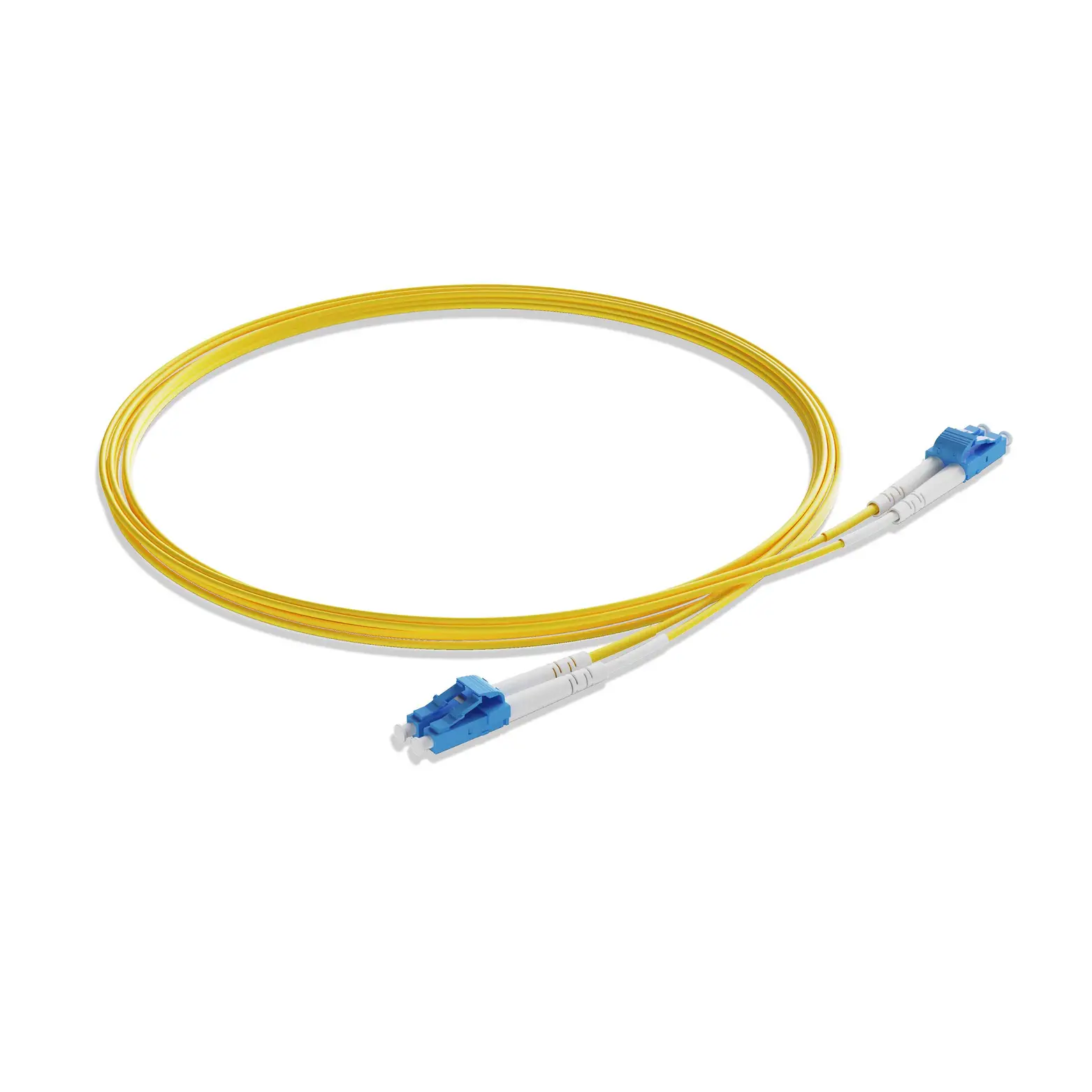 12m 39ft Fiber Patch Cable 2 Fibers LC UPC Duplex to LC UPC Duplex Singlemode OS2 Riser OFNR 2.0mm Yellow