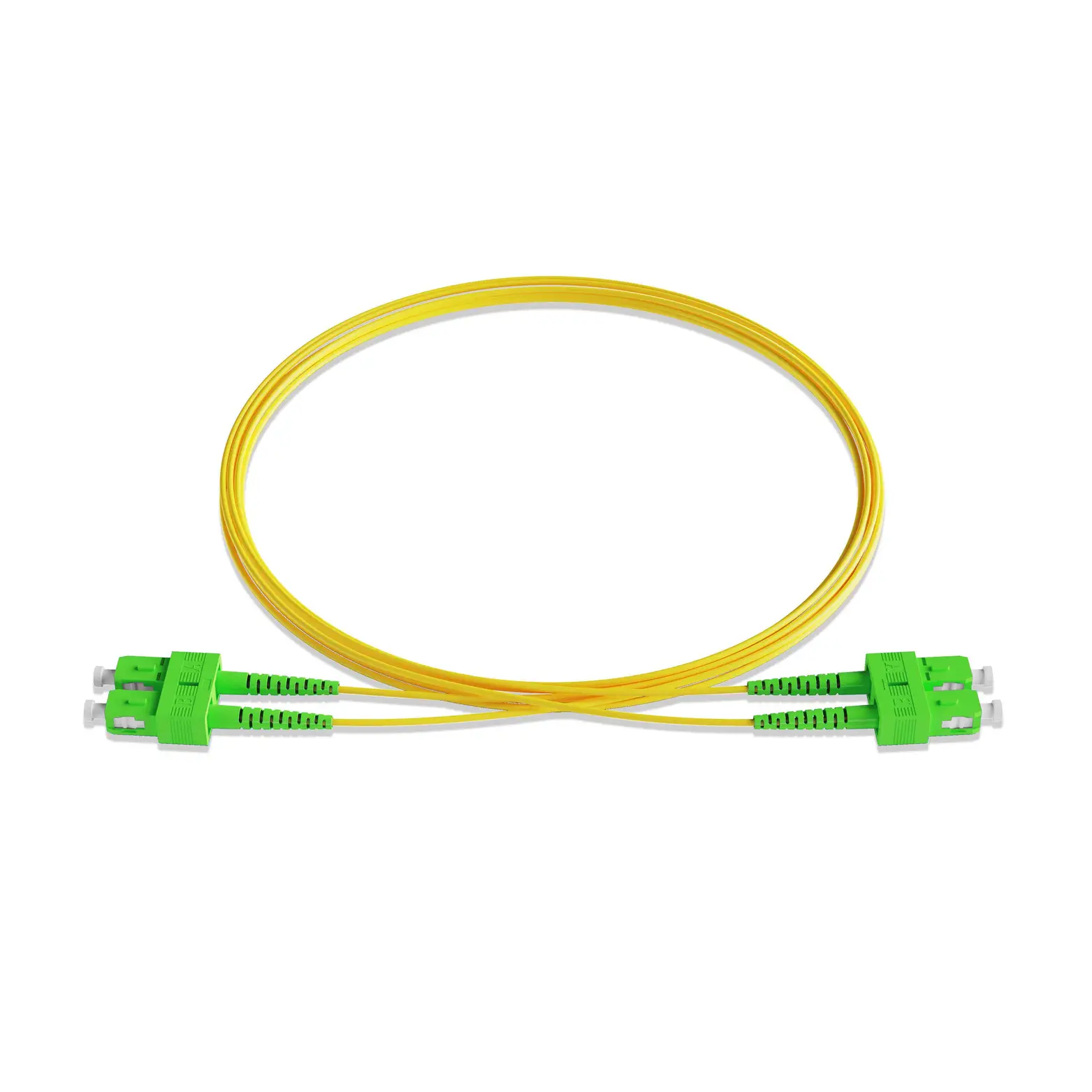 20m 66ft Fiber Patch Cable 2 Fibers SC APC Duplex to SC APC Duplex Singlemode OS2 Riser OFNR 2.0mm Yellow