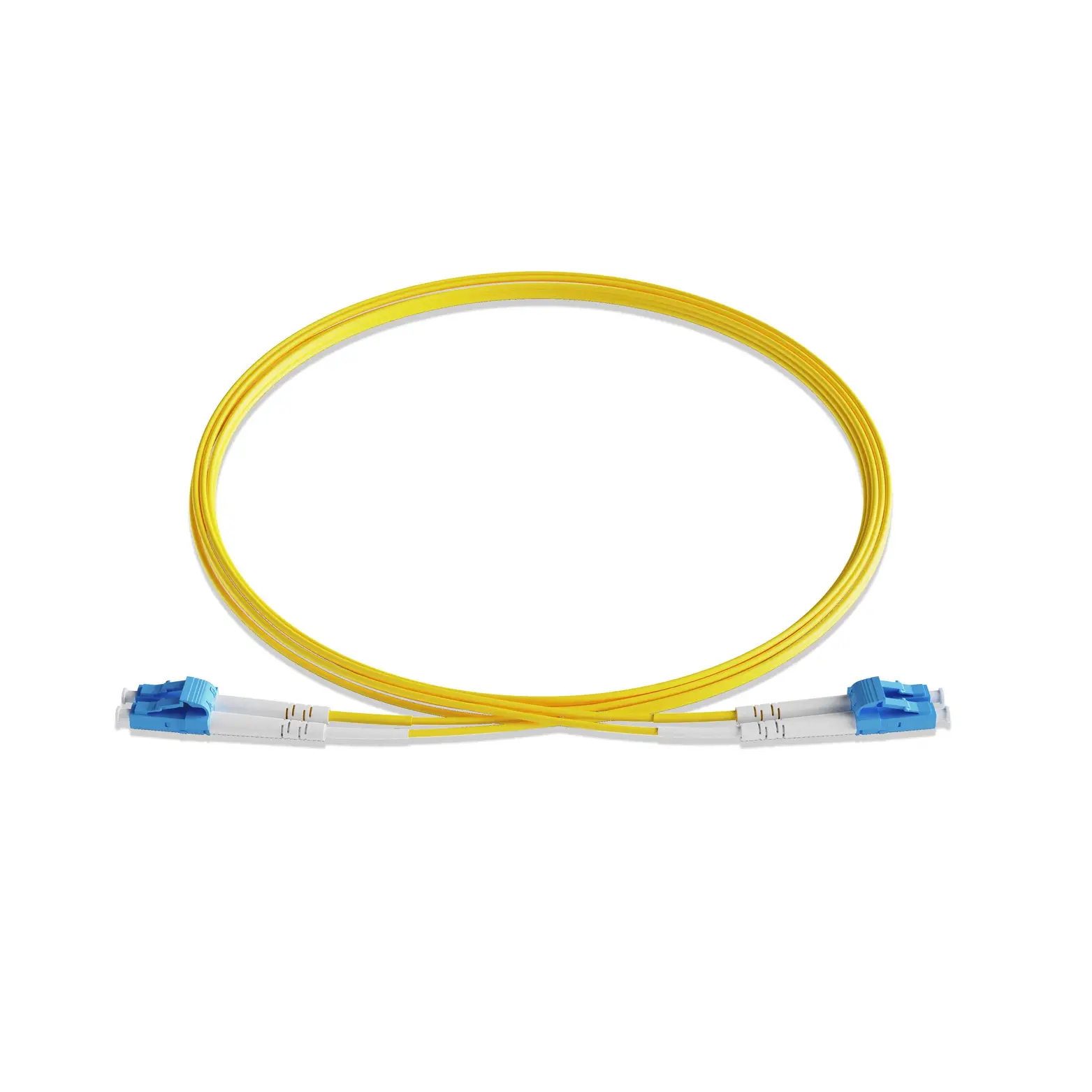 1m 3ft Fiber Patch Cable 2 Fibers LC UPC Duplex to LC UPC Duplex Singlemode OS2 Riser OFNR 2.0mm Yellow